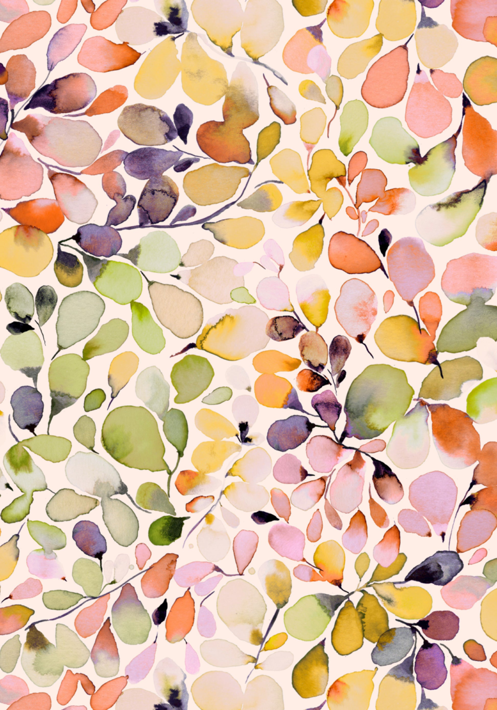 Feuilles d'aquarelle colorées