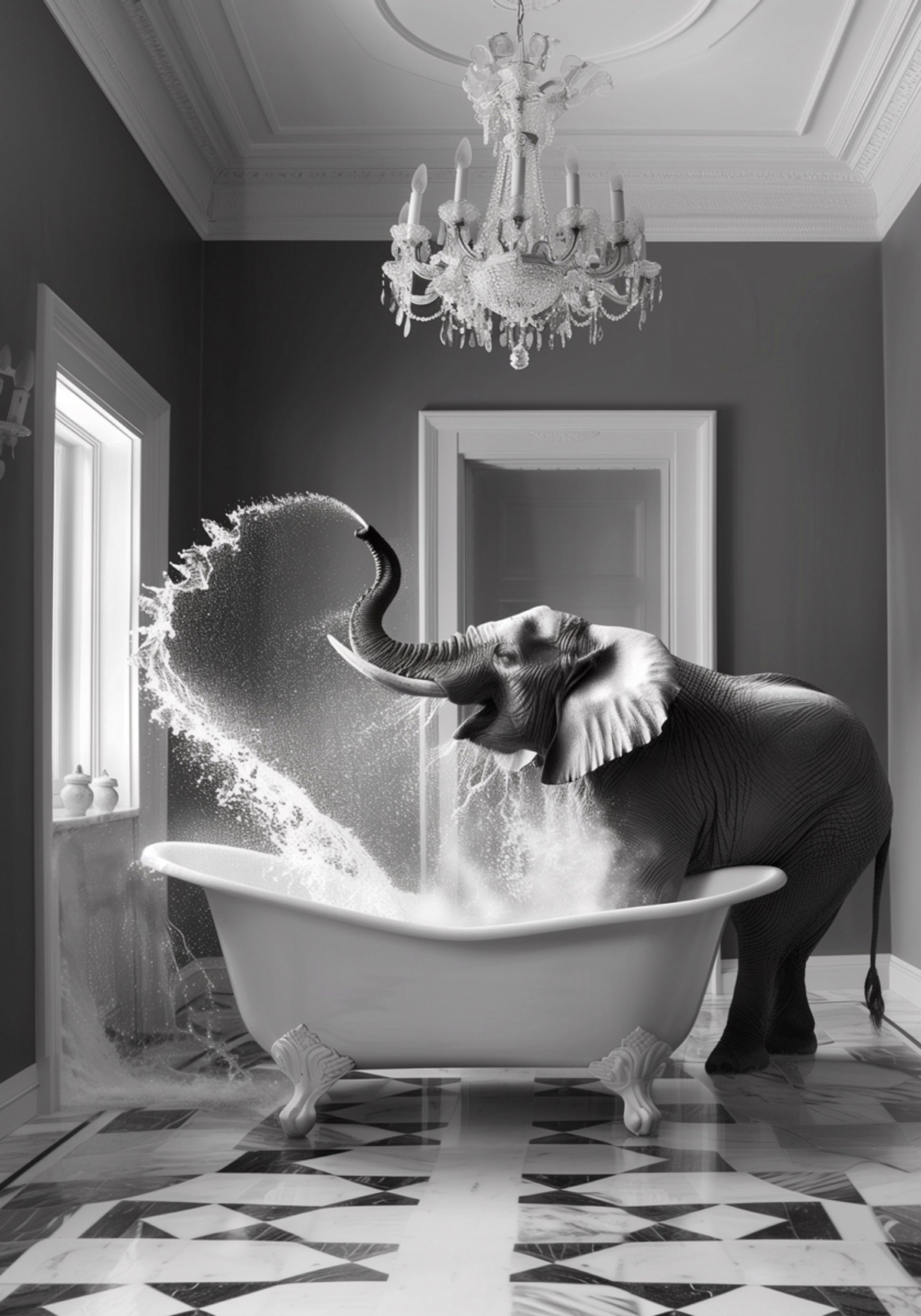Bain d'éléphant ludique