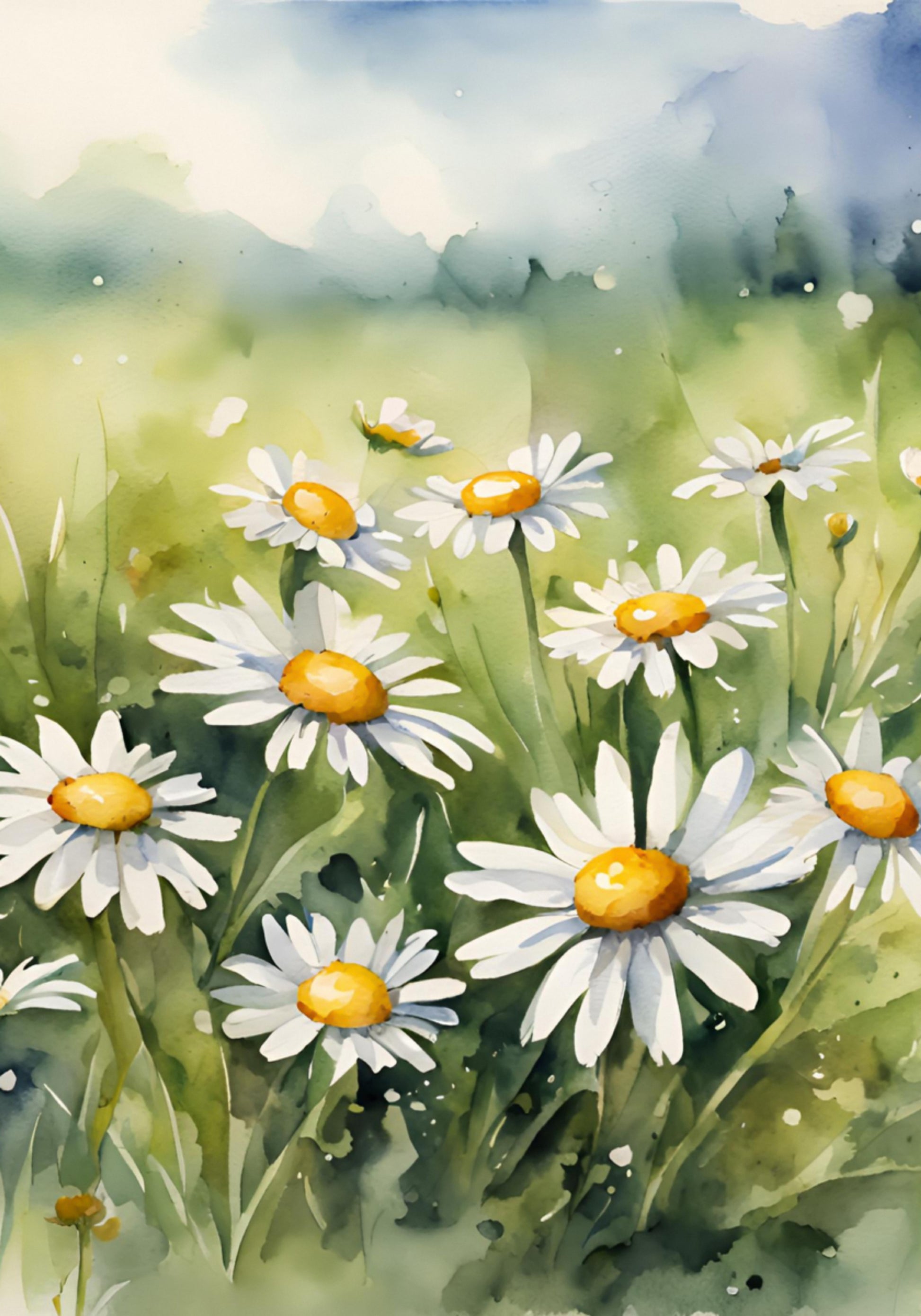 Champ de marguerites en fleurs