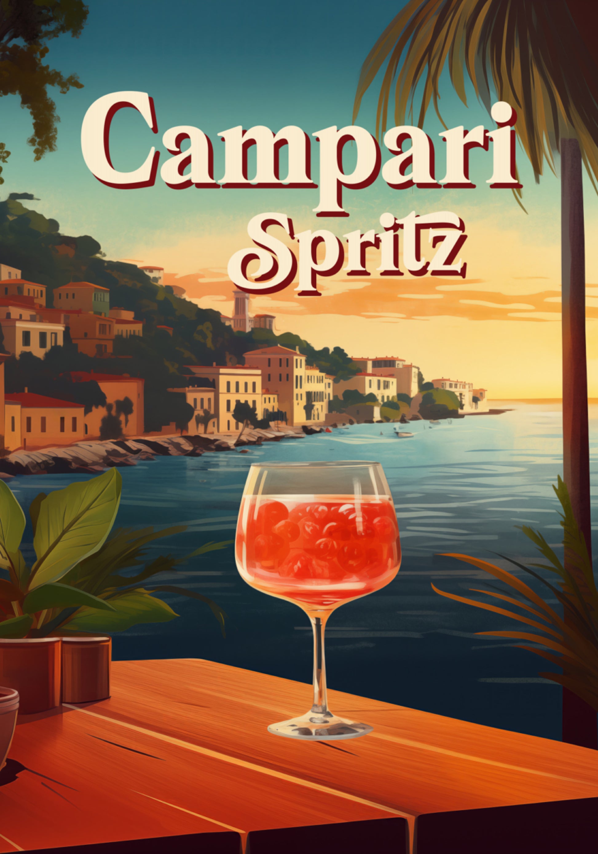 Campari Spritz Coucher De Soleil En Bord De Mer