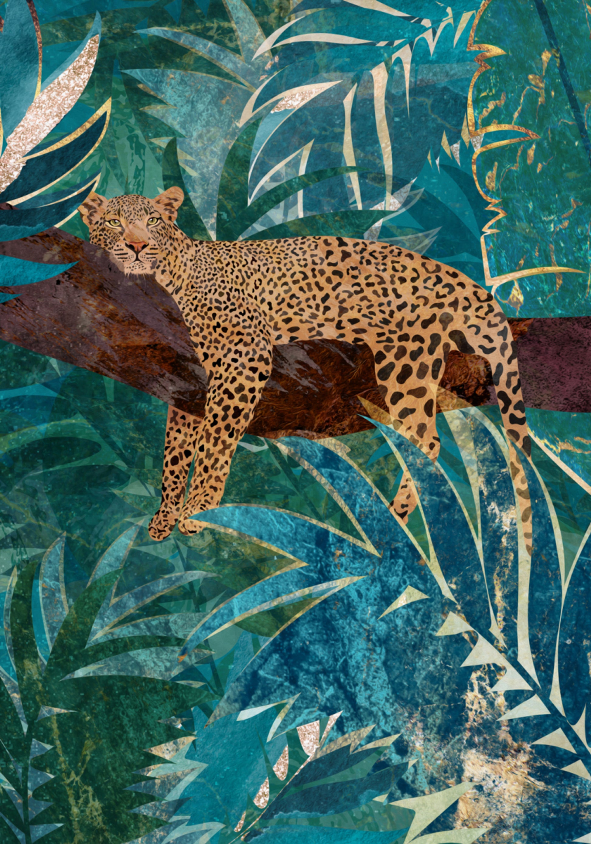 Léopard de la jungle turquoise