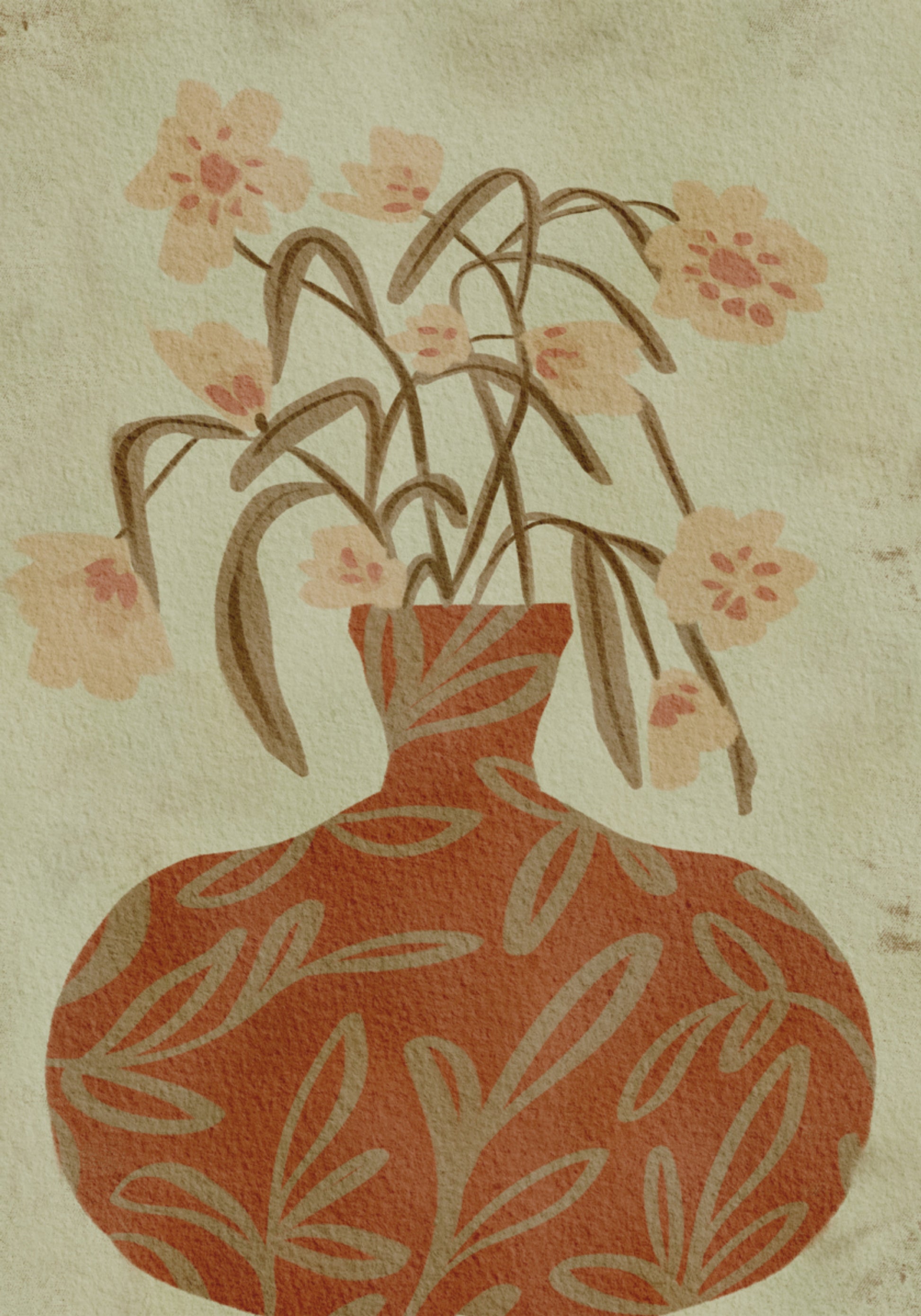 Fleurs de vase en terre cuite