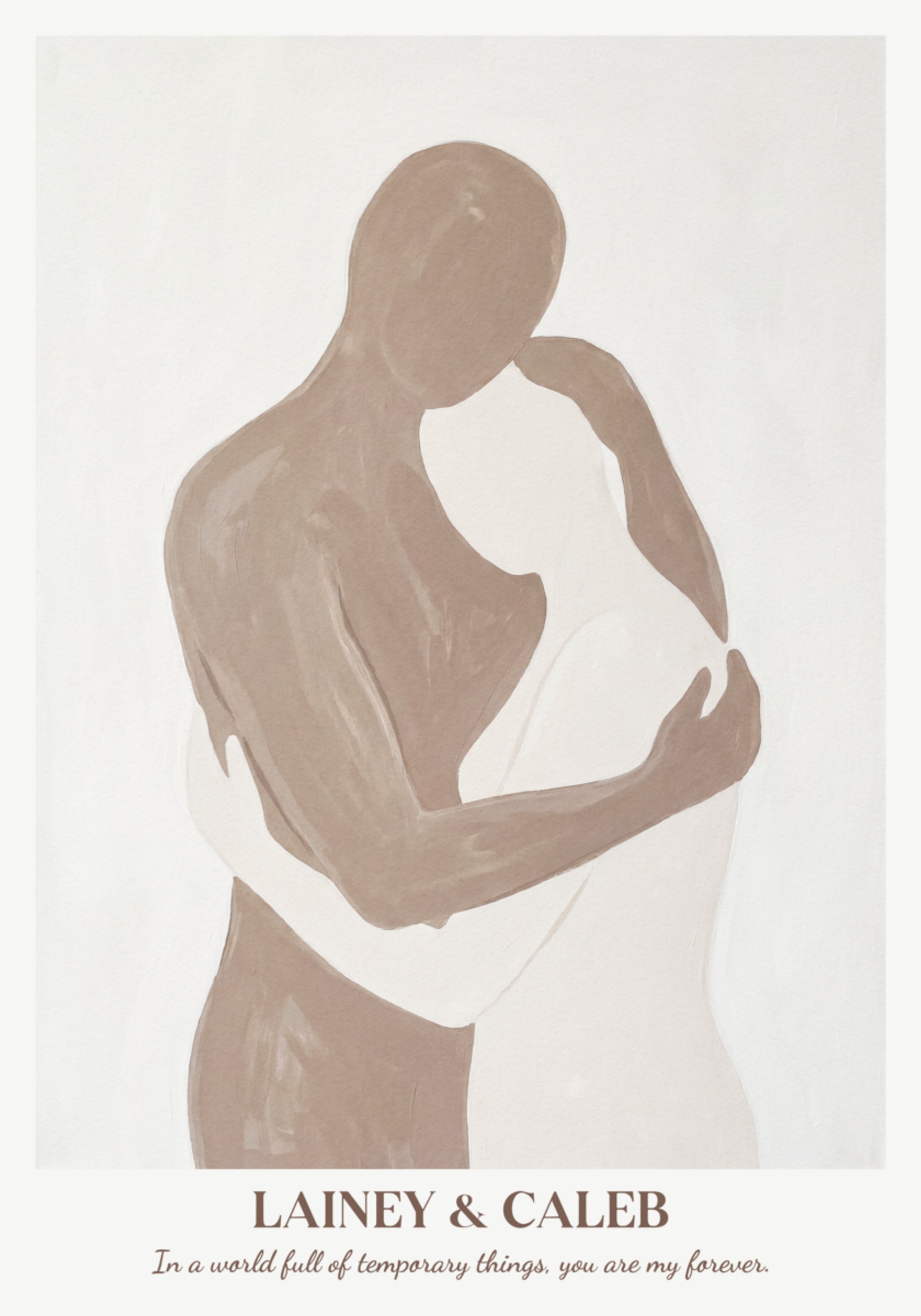 Silhouette de couple minimaliste de deux personnes enlacées