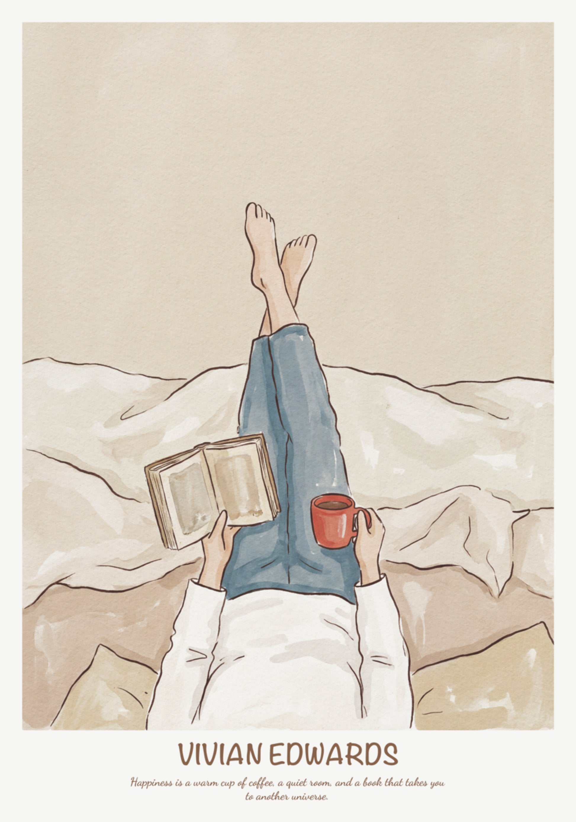 Café et lectureIllustration