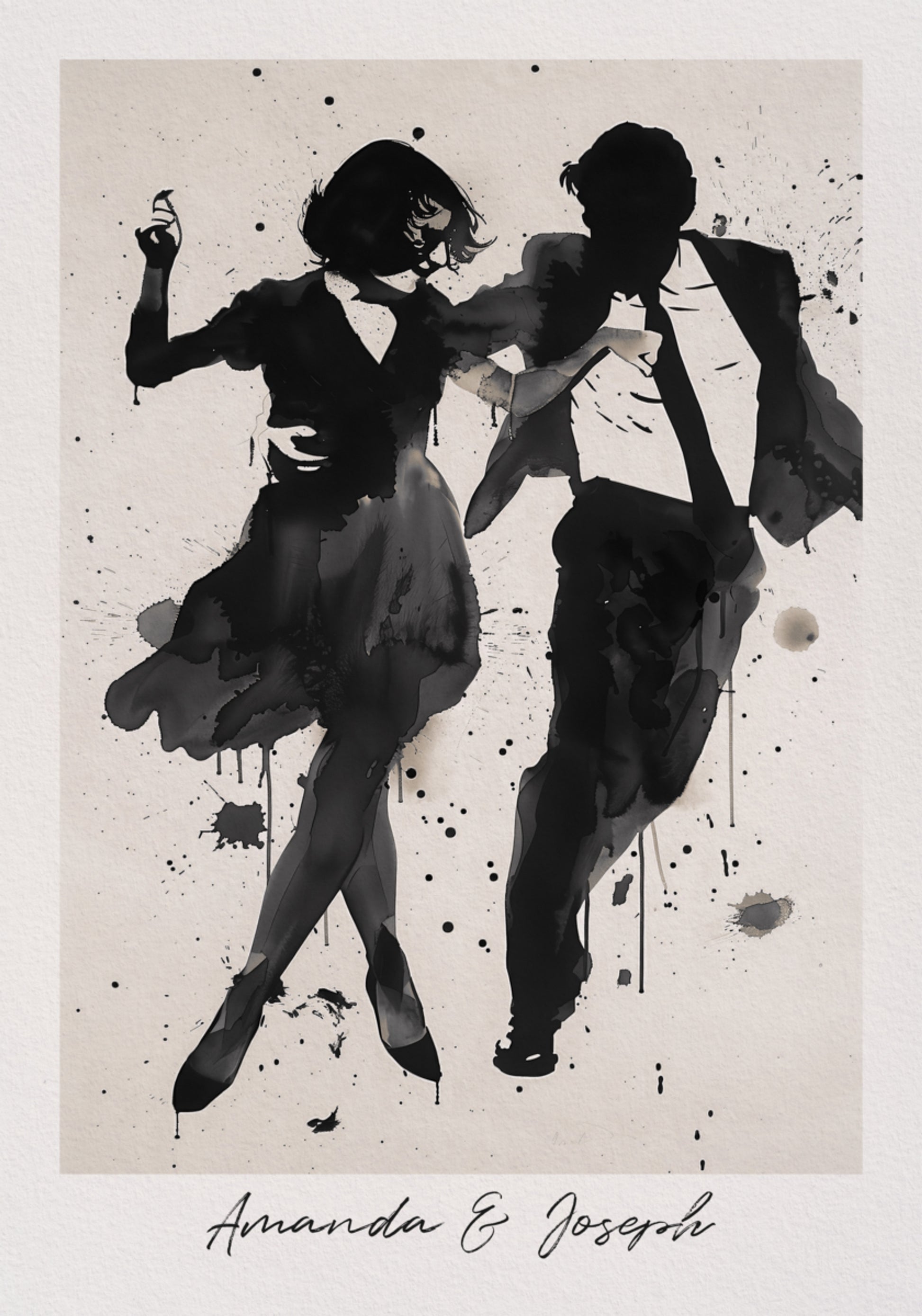 Silhouette de couple dansant Ink Art