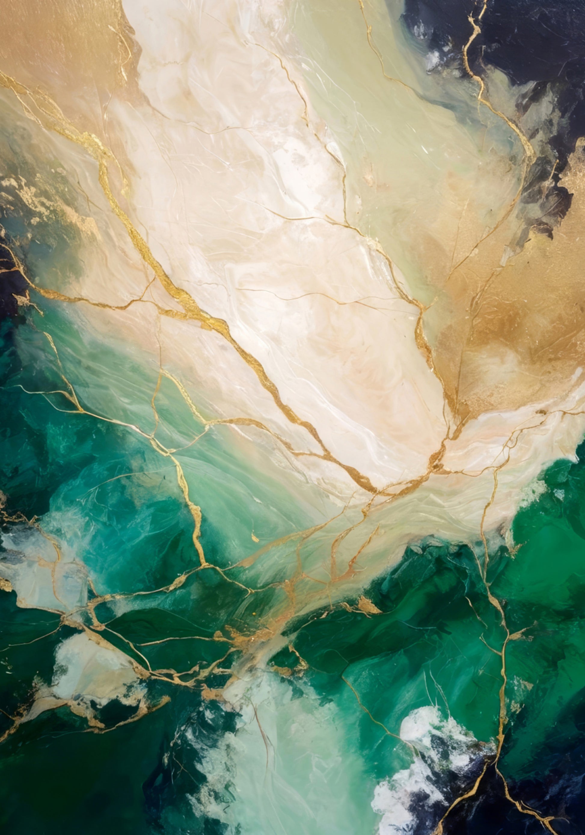 Flux de marbre d'or émeraude