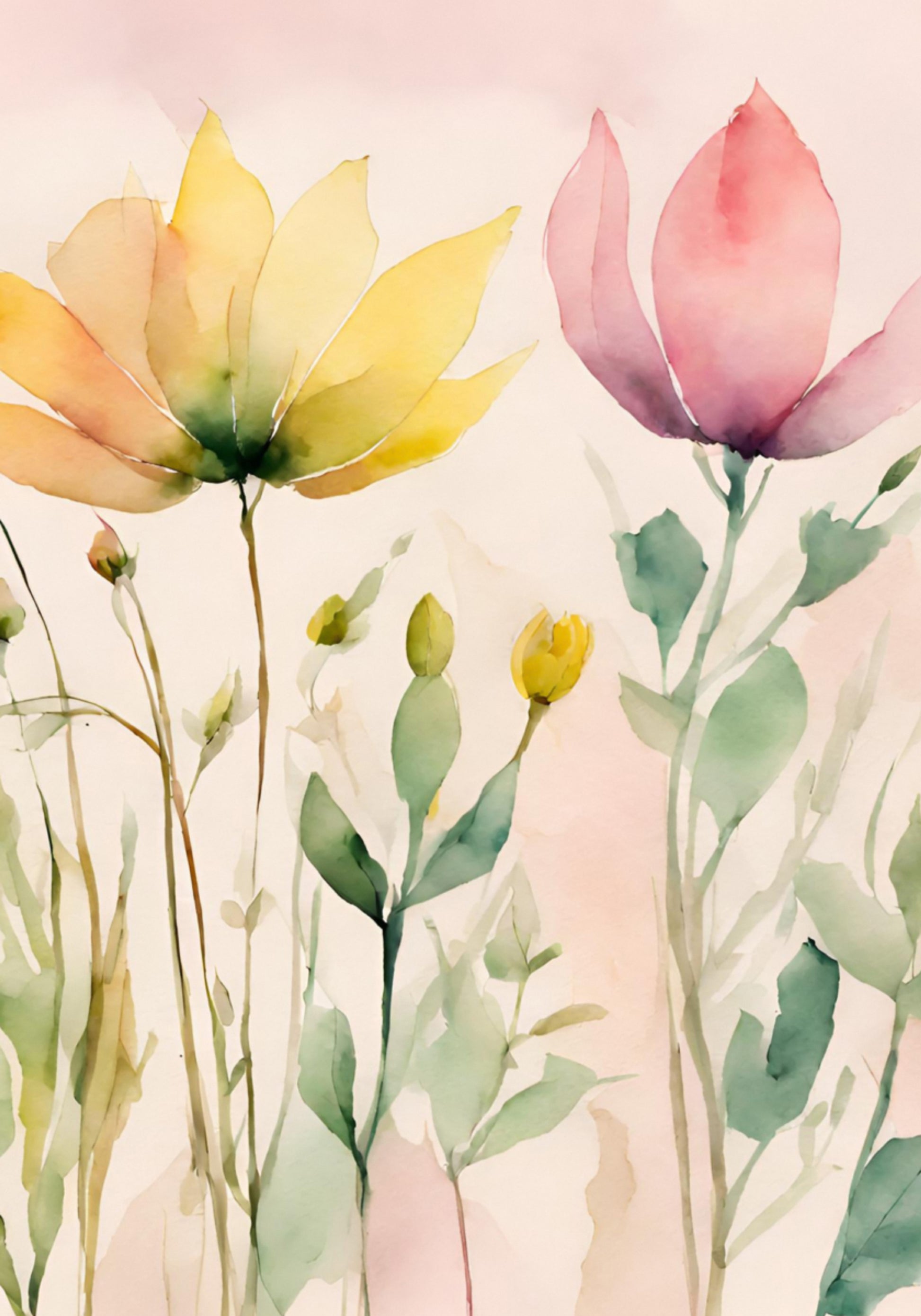 Fleurs aquarelles douces
