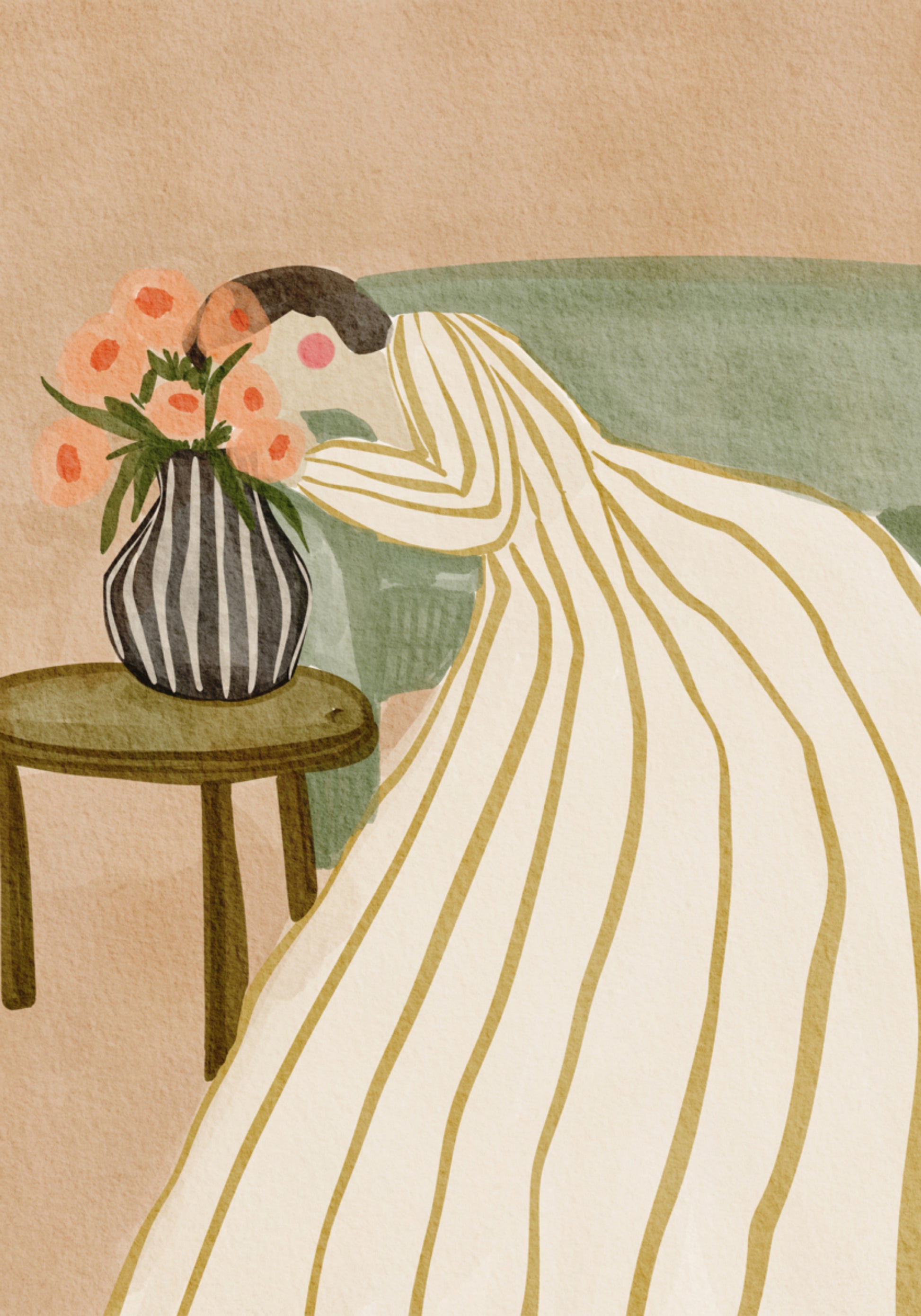 Femme admirant les fleurs