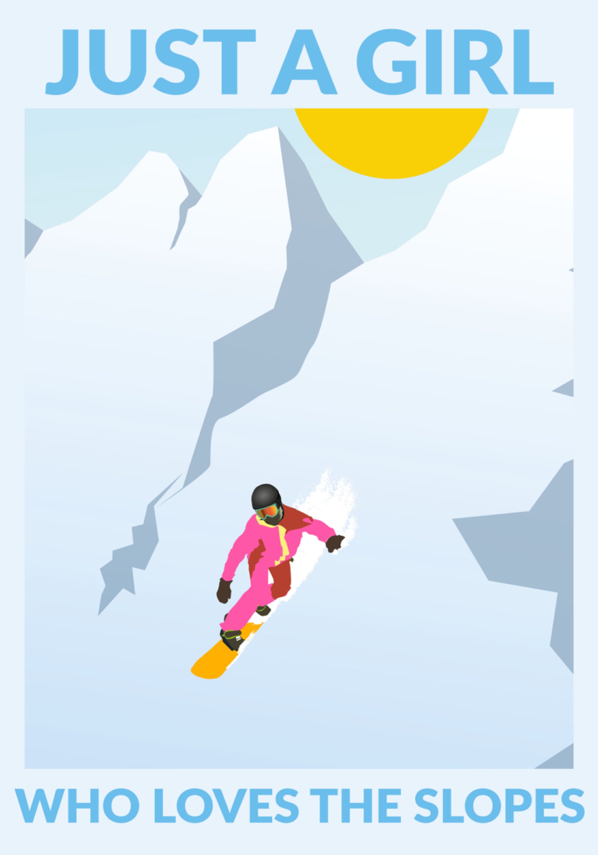 Fille Snowboarding Montagnes Ensoleillées