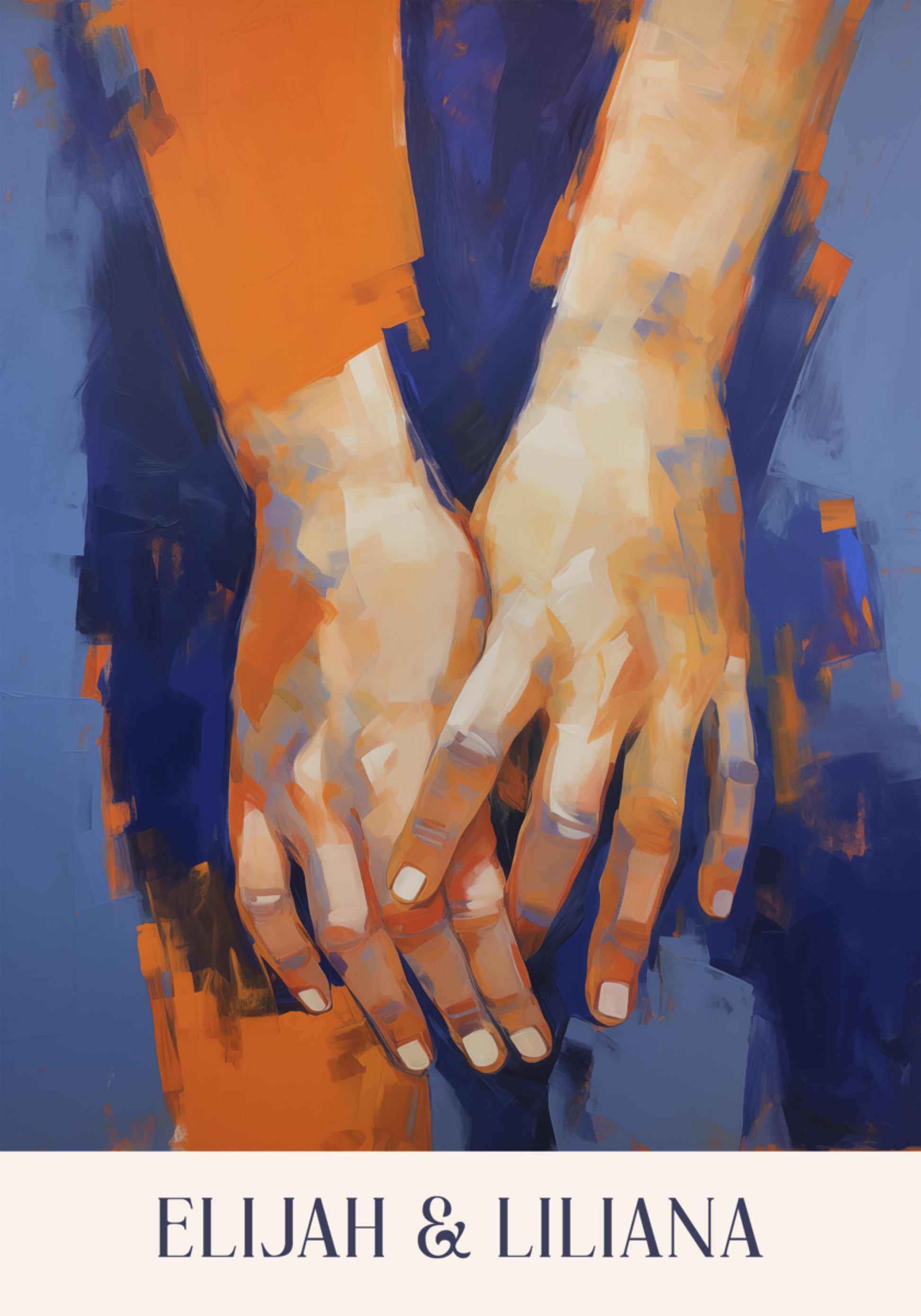Peinture expressionniste abstraite de deux mains