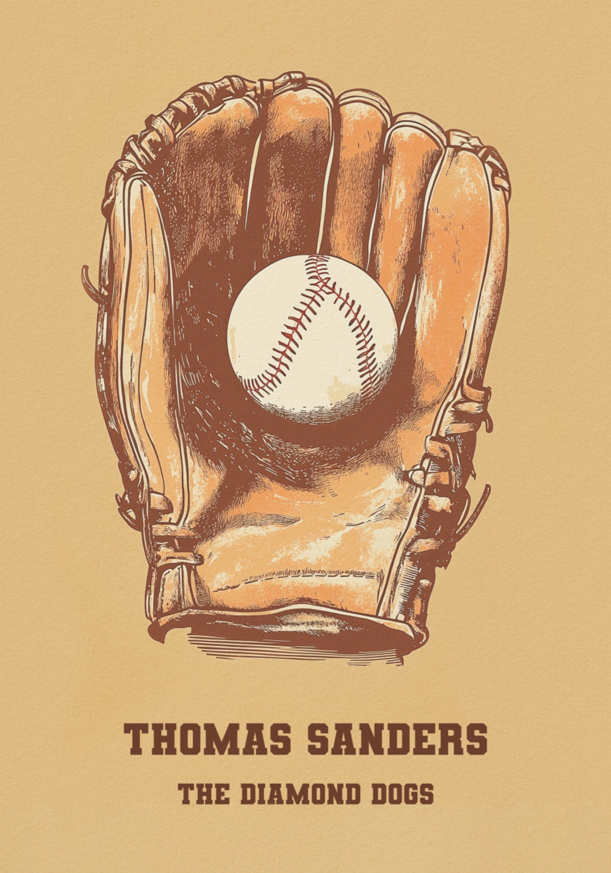 Affiche de gant et de balle de baseball vintage
