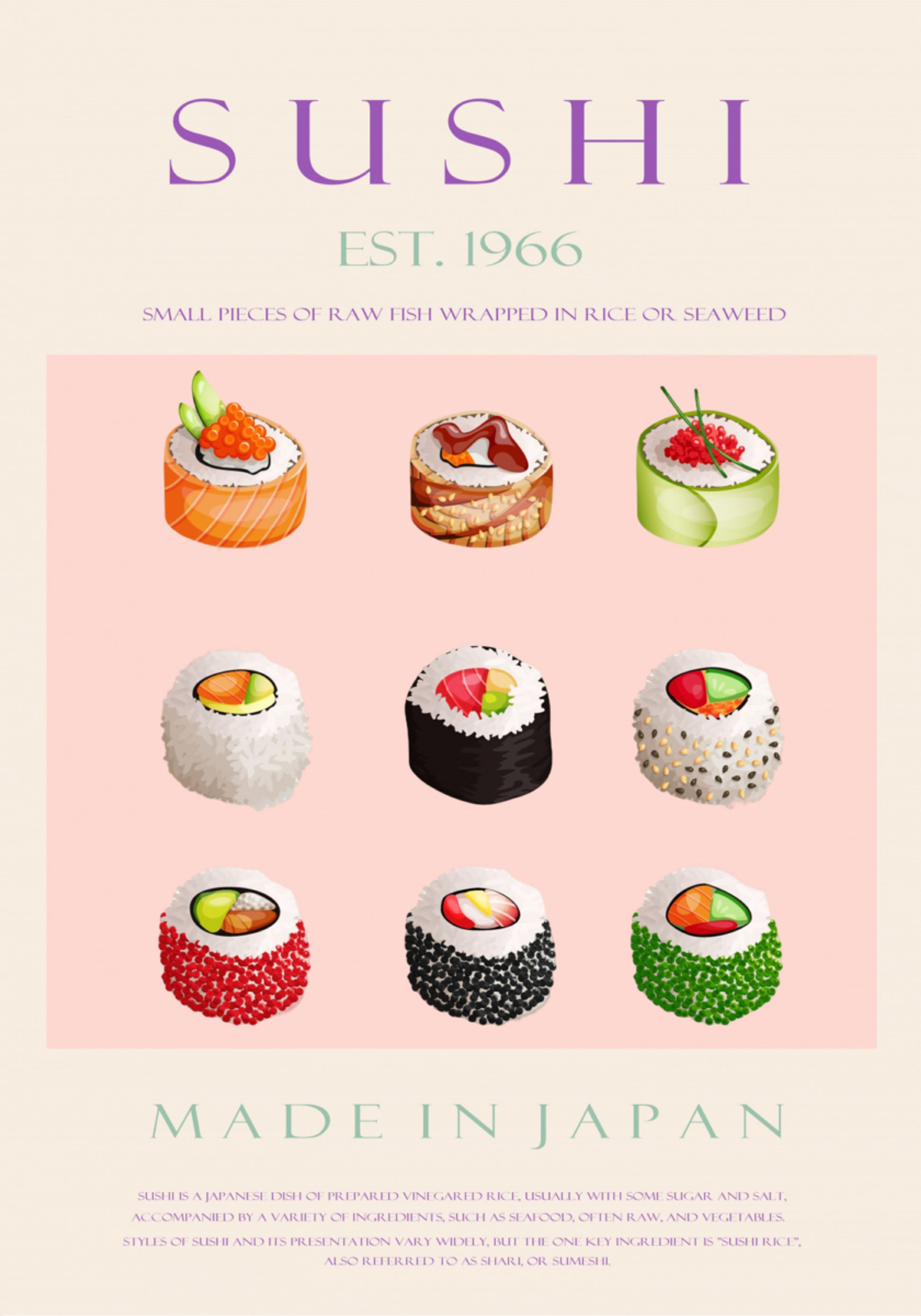 Collection de sushis japonais