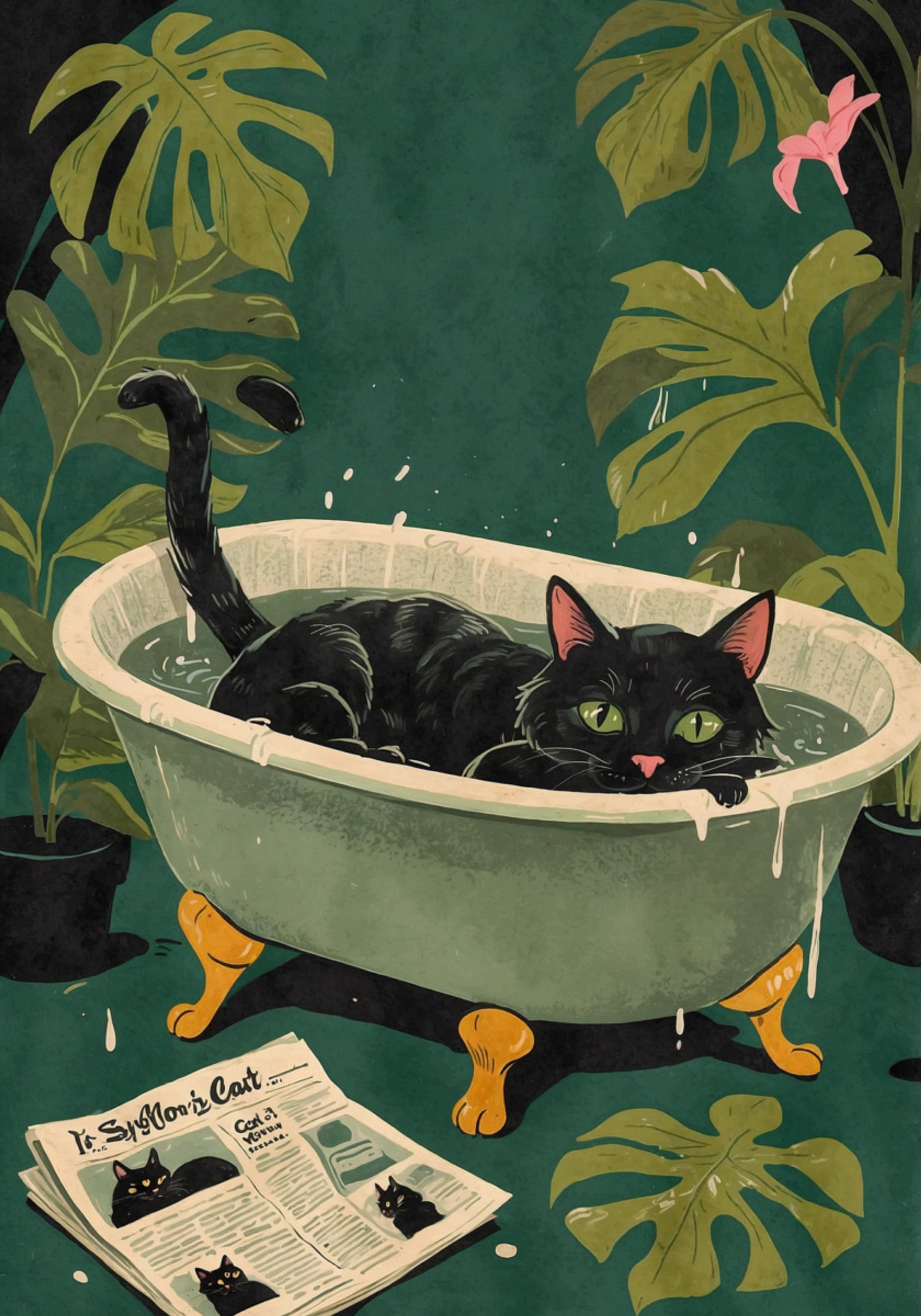 Chat de baignoire aux yeux verts