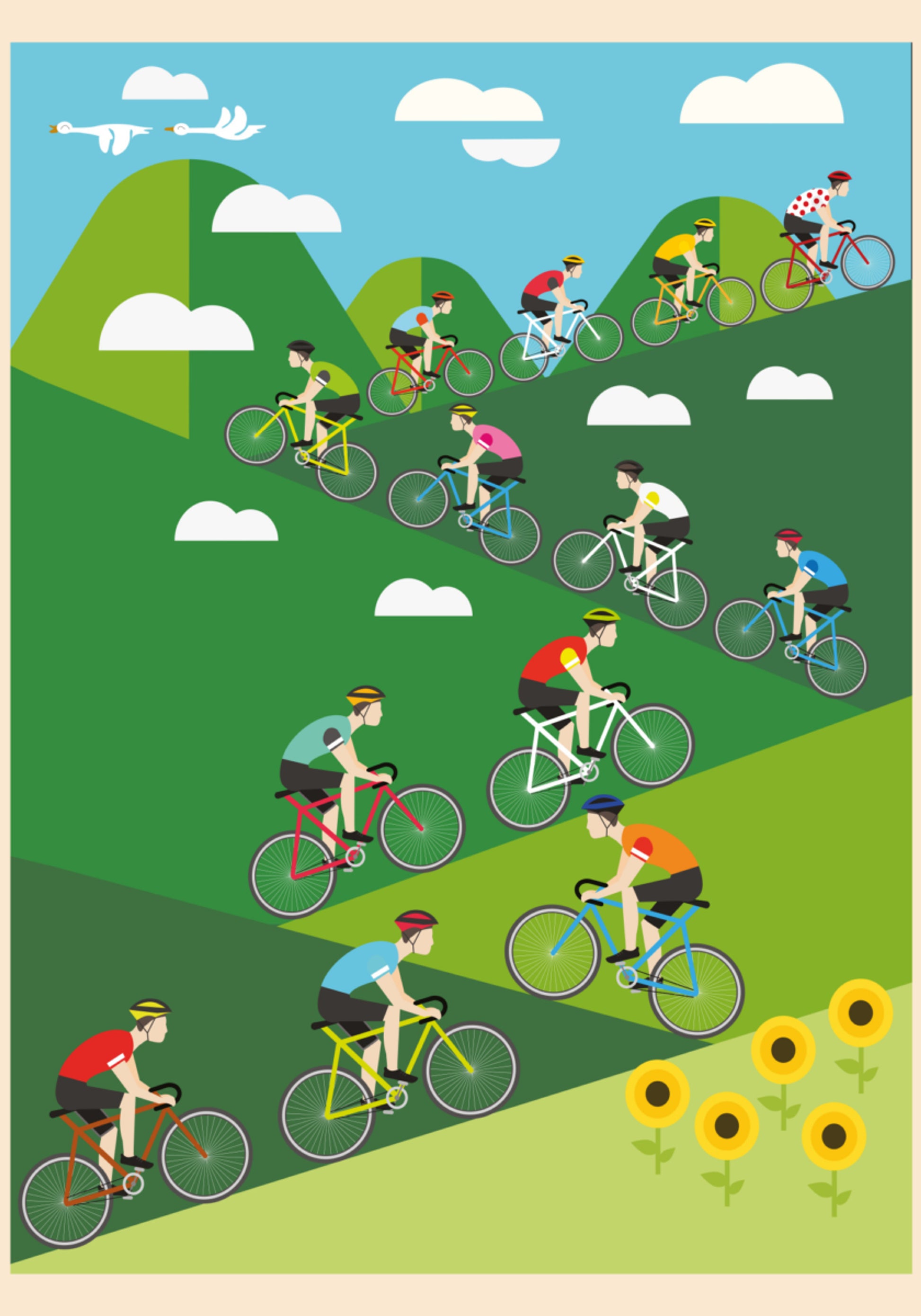 Course cycliste en montée