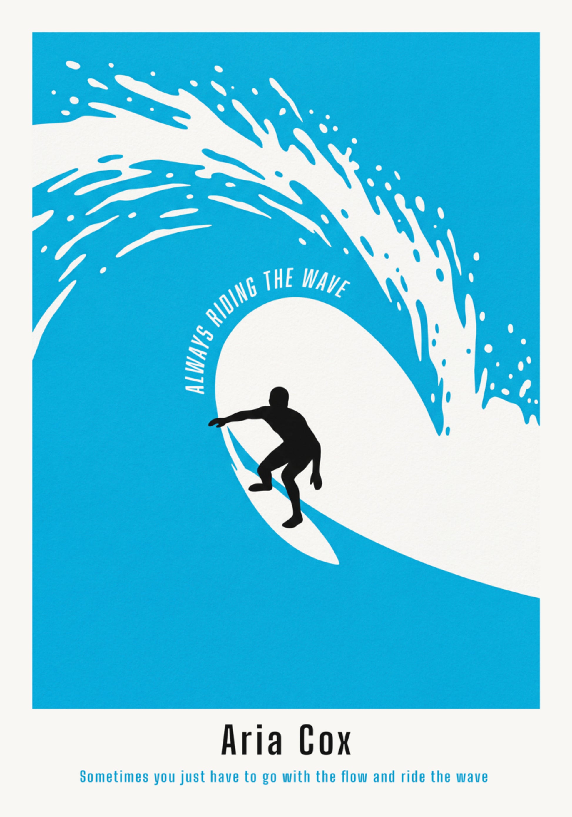 Affiche de surfeur non personnelle représentant une vague