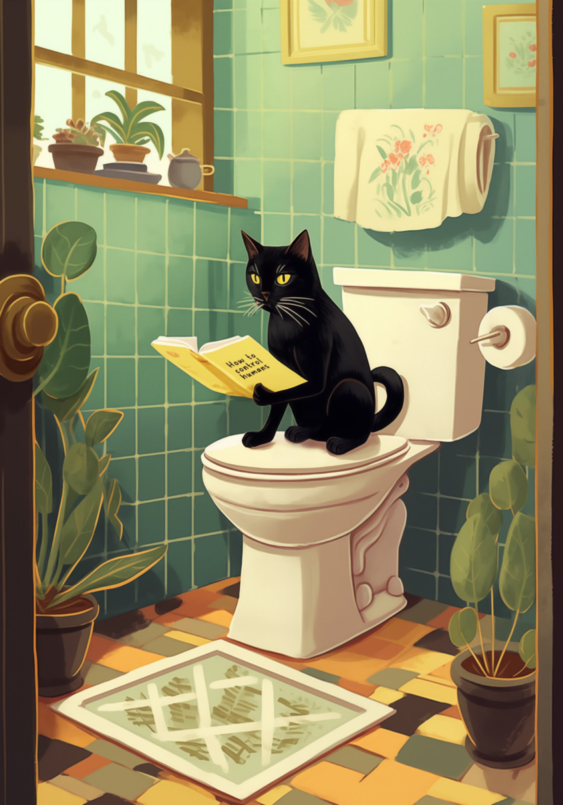 Lire la salle de bain du chat espiègle