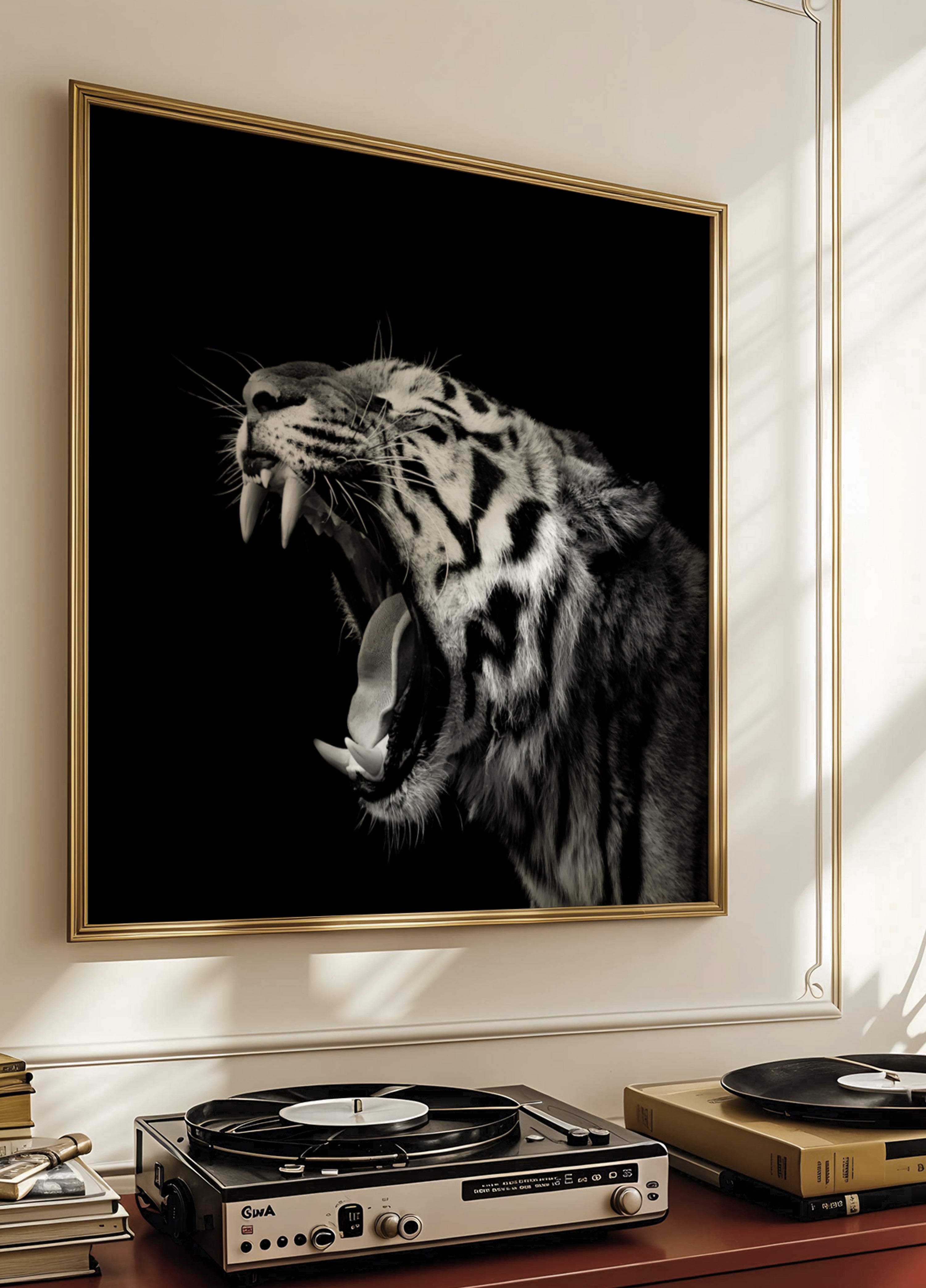 Portrait de tigre rugissant