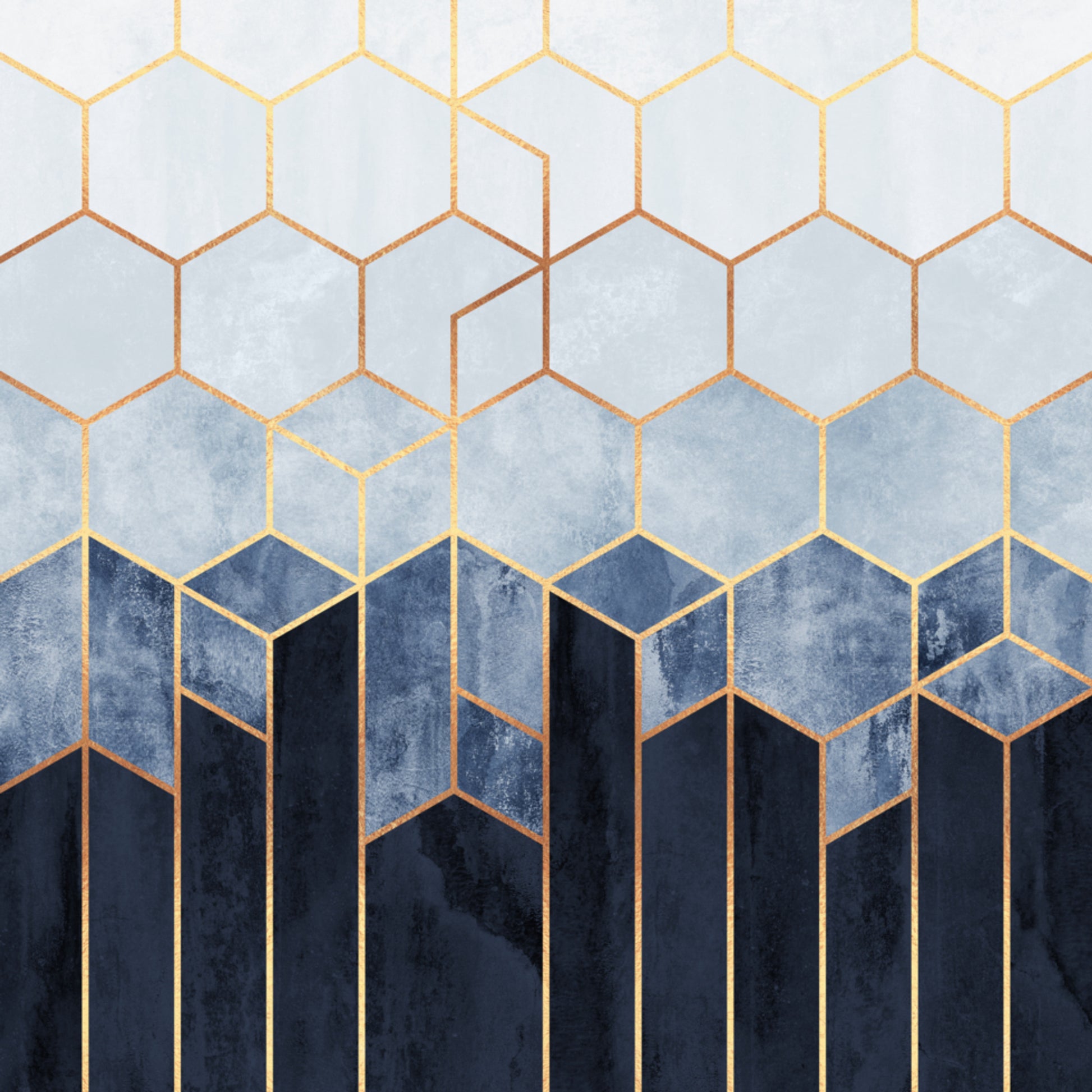 Hexagones bleu doré