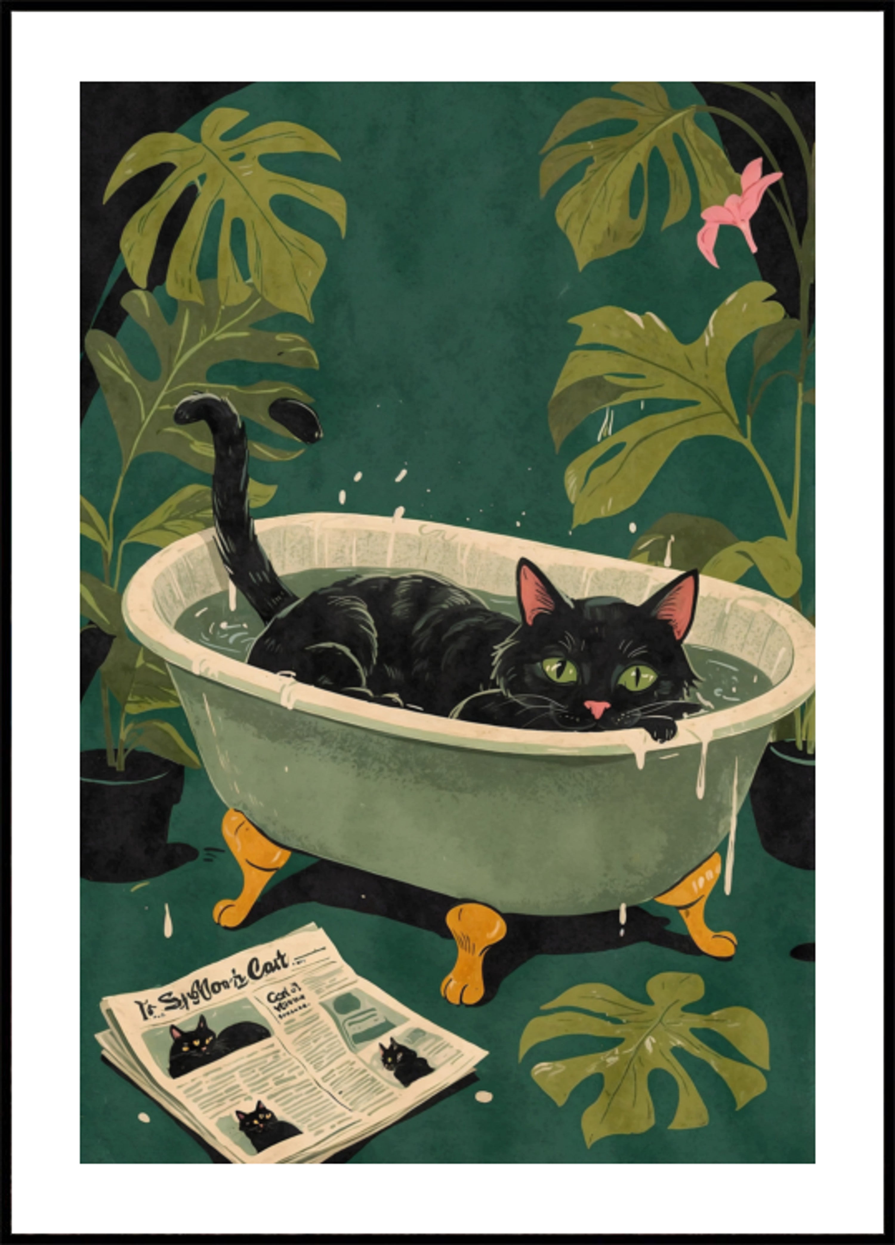 Chat de baignoire aux yeux verts