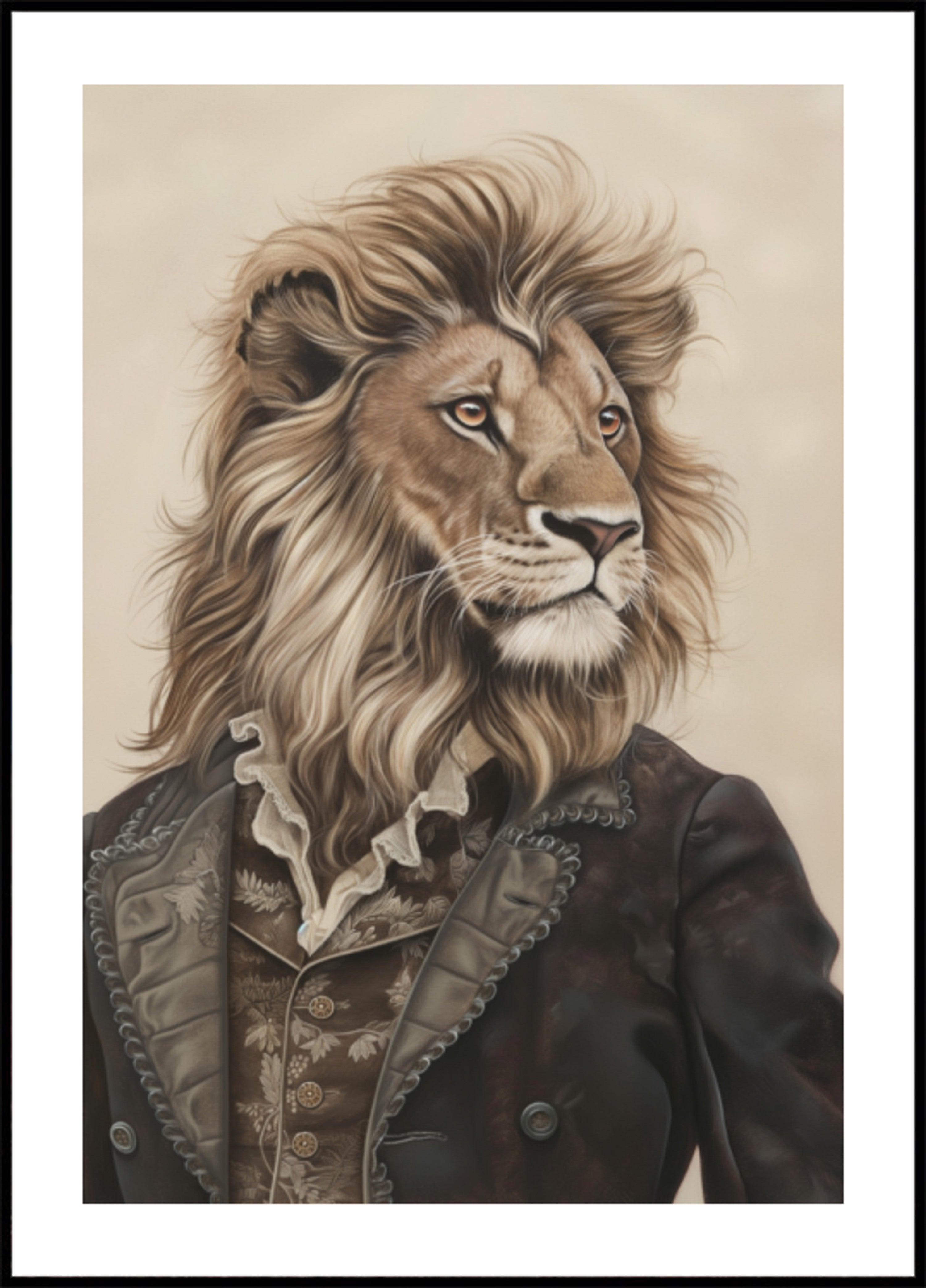 Sir Lion dans des vêtements vintage