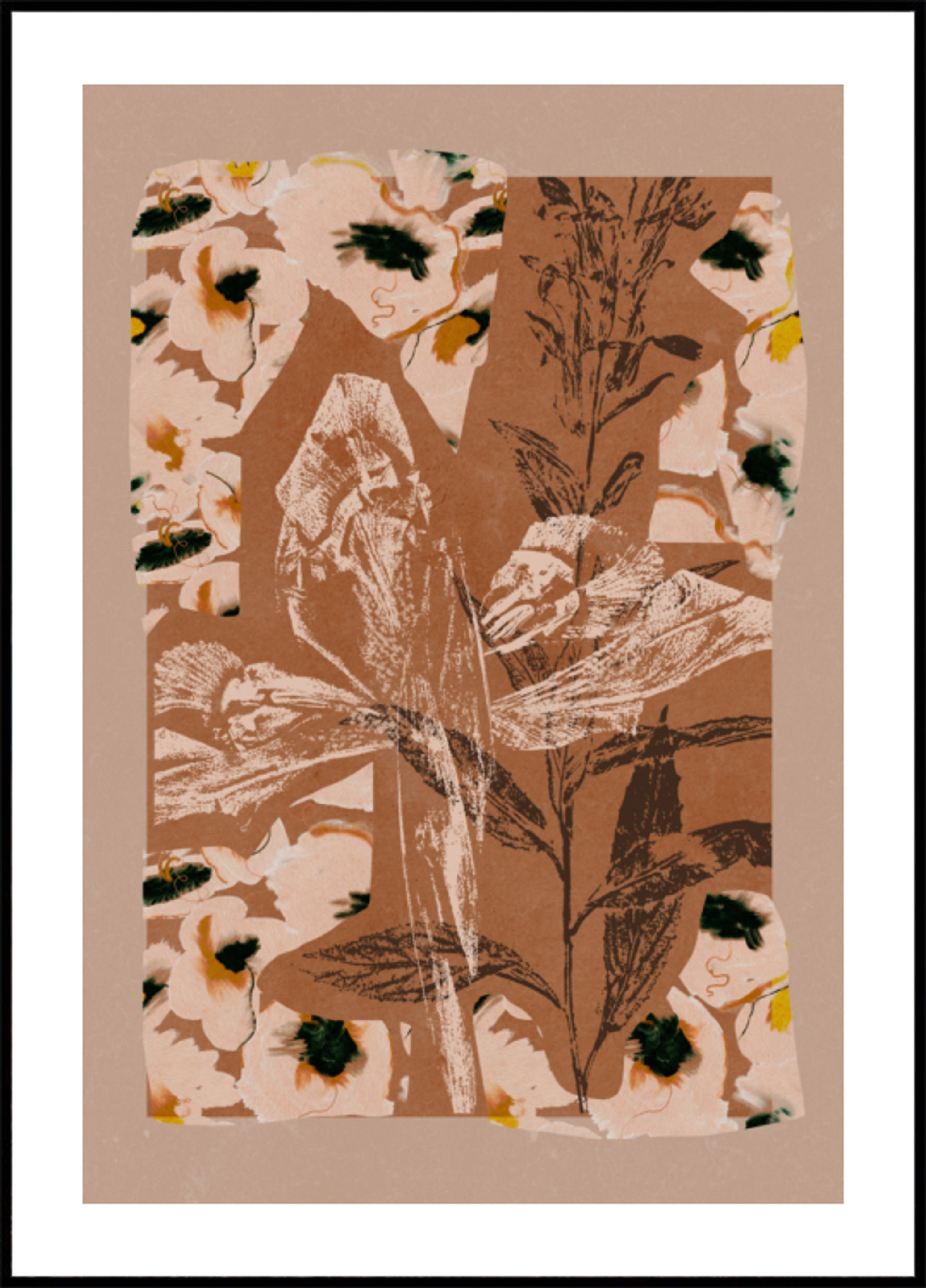 Collage floral terreux