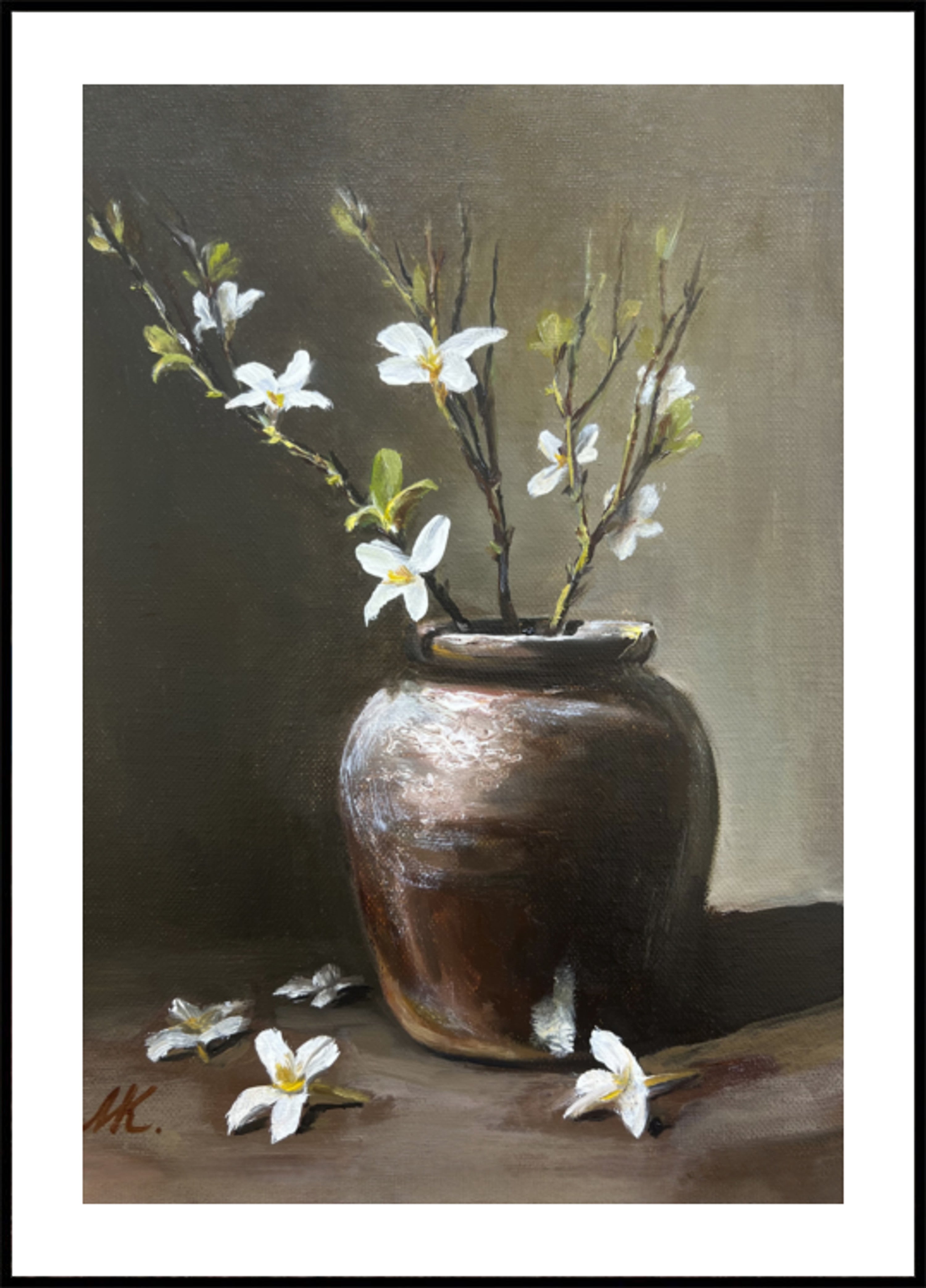 Vase Rustique Fleurs Blanches