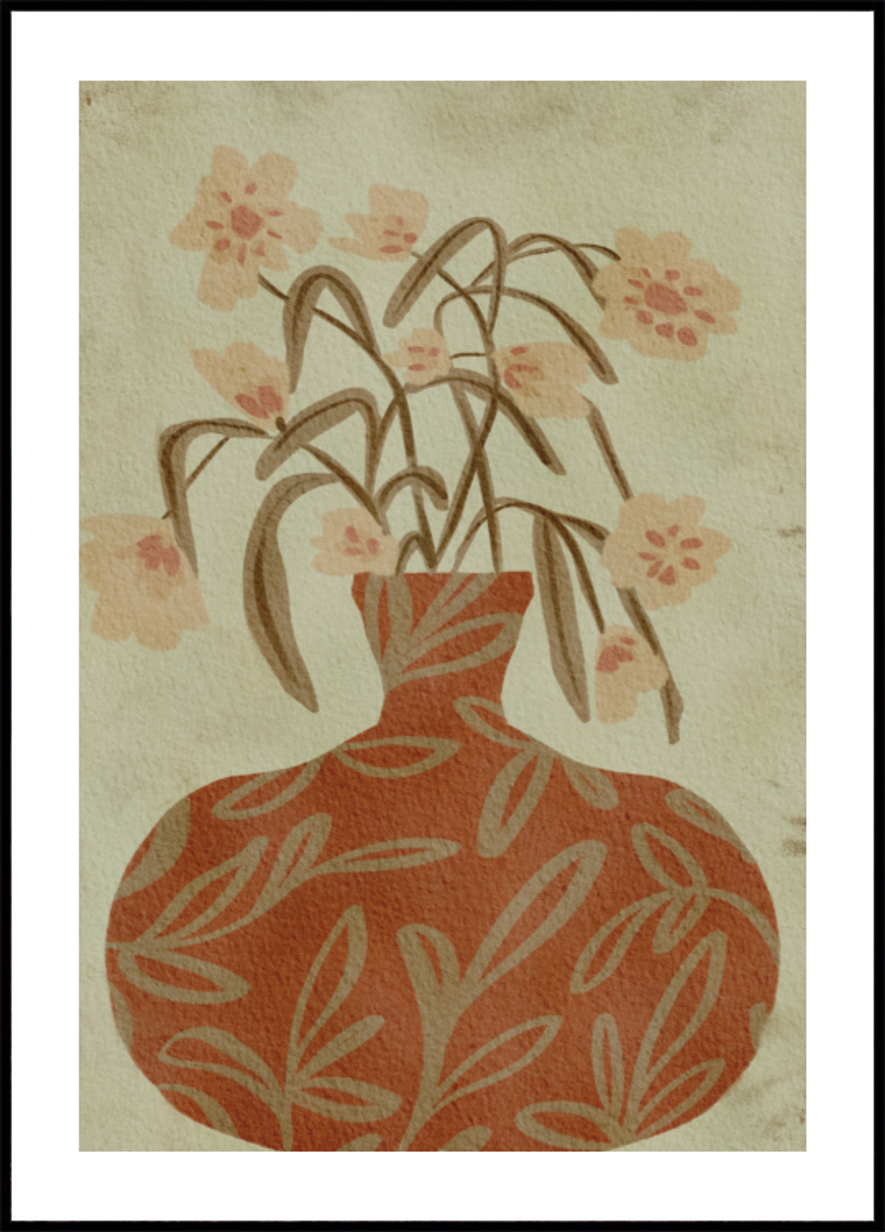 Fleurs de vase en terre cuite