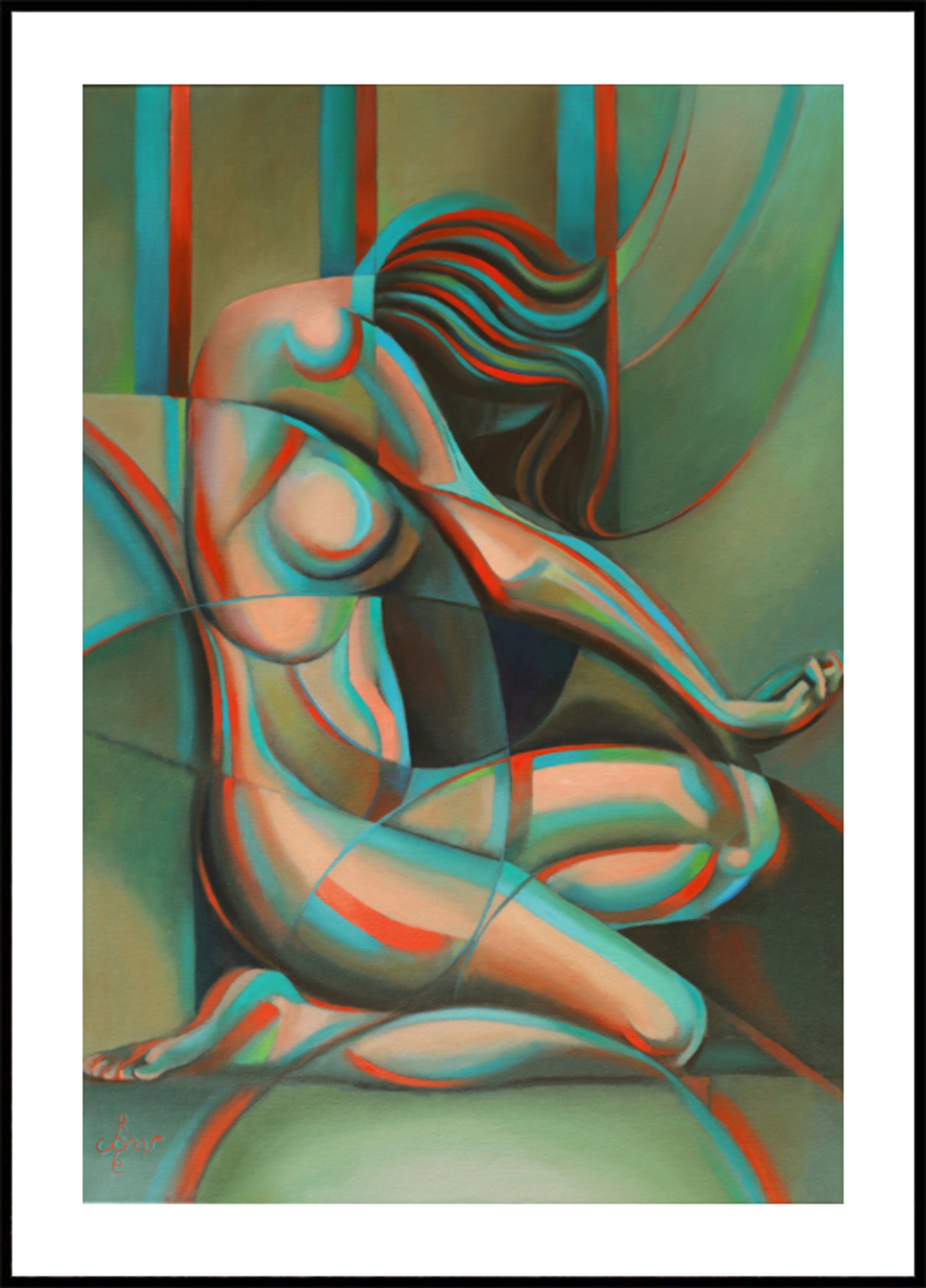 Femme cubiste contemplative