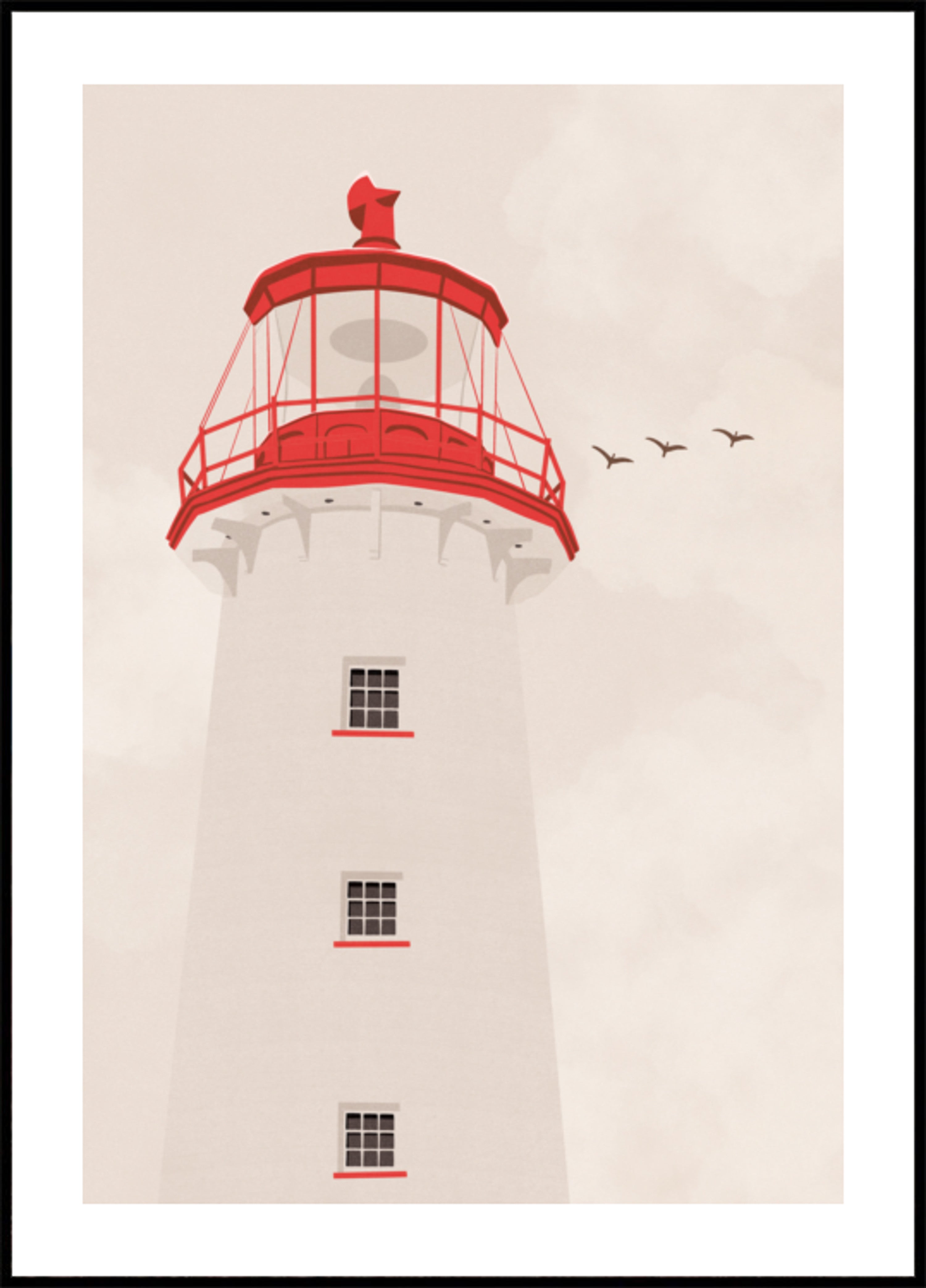 Phare rouge côtier