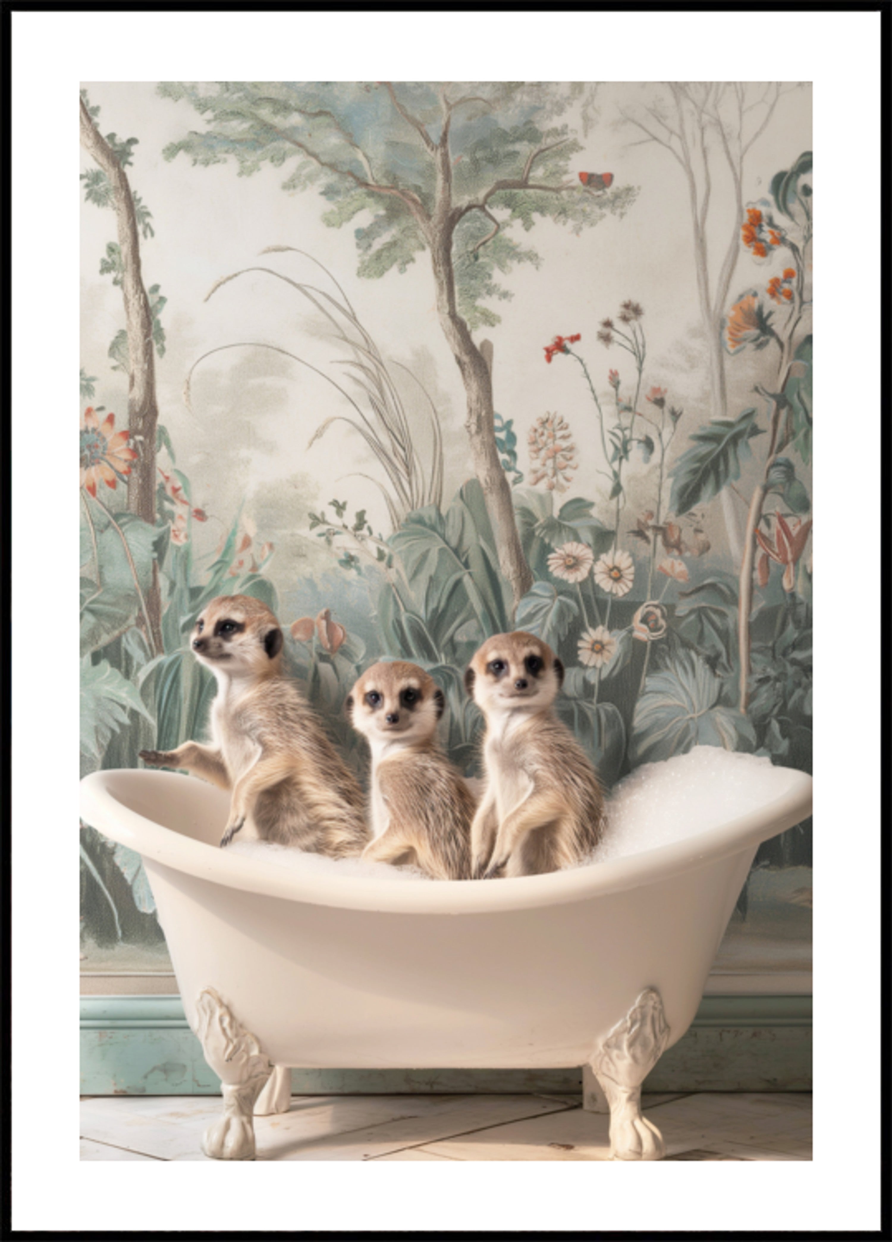 L'heure du bain avec trois suricates