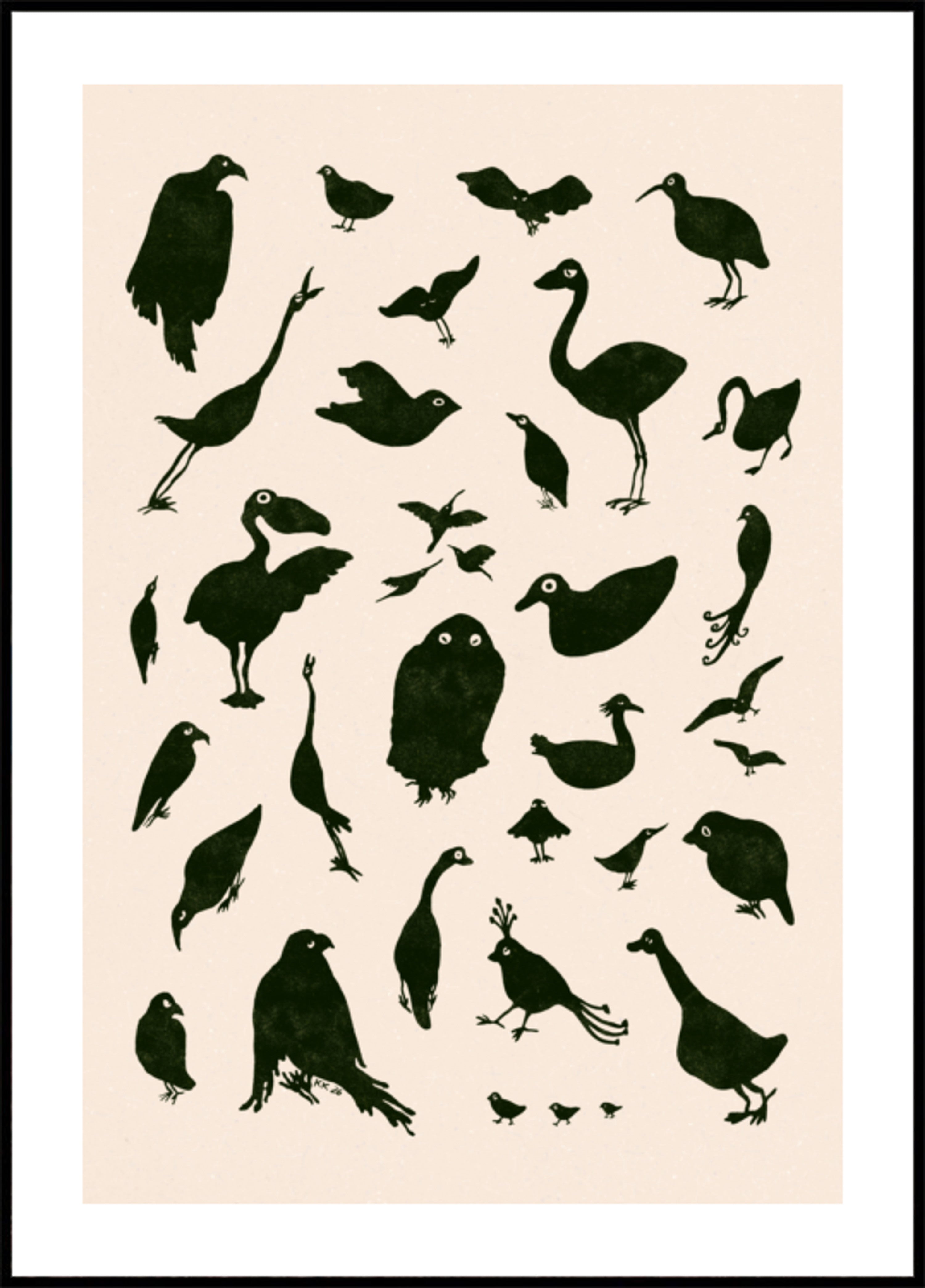 Diverses silhouettes d'oiseaux