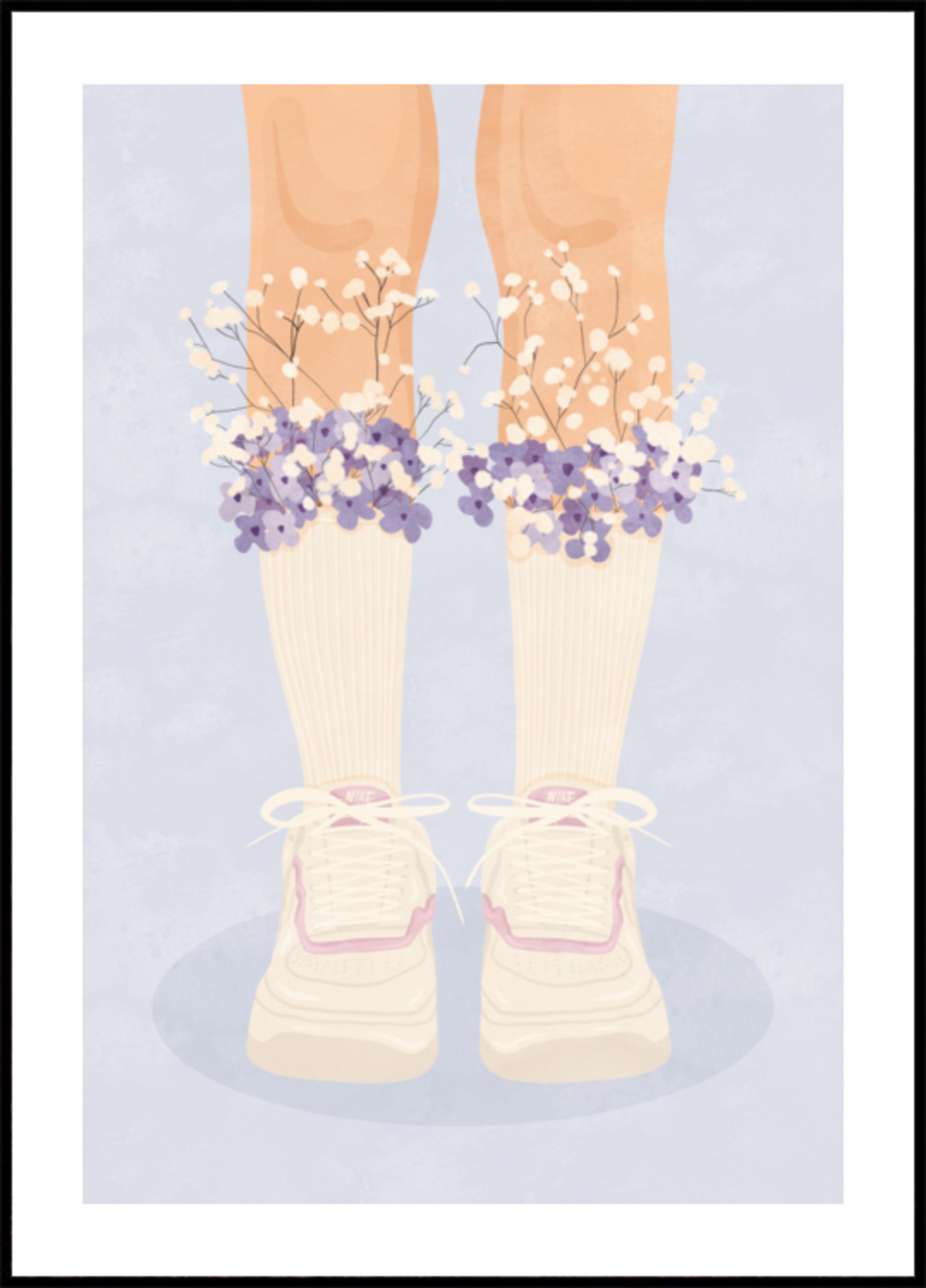 Chaussettes et baskets à fleurs