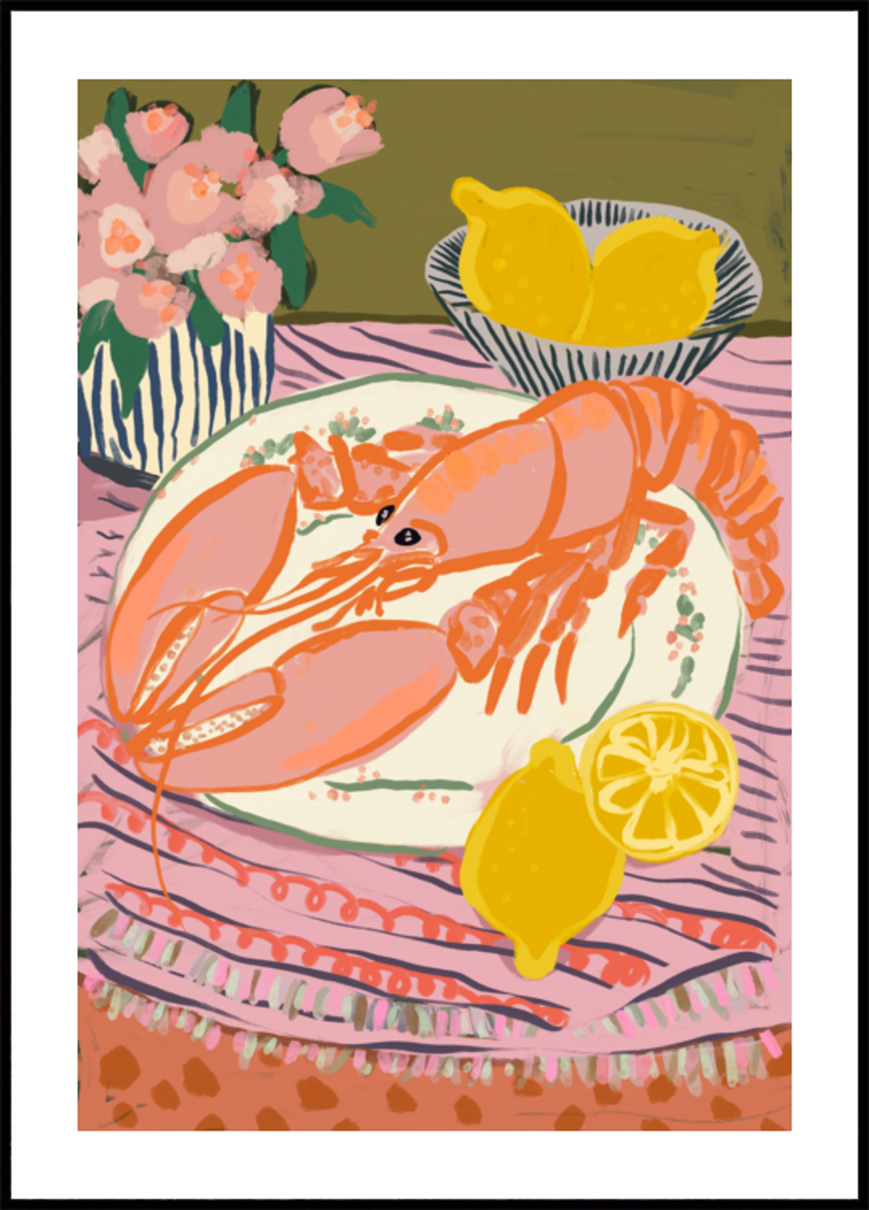Nature morte au homard vibrante
