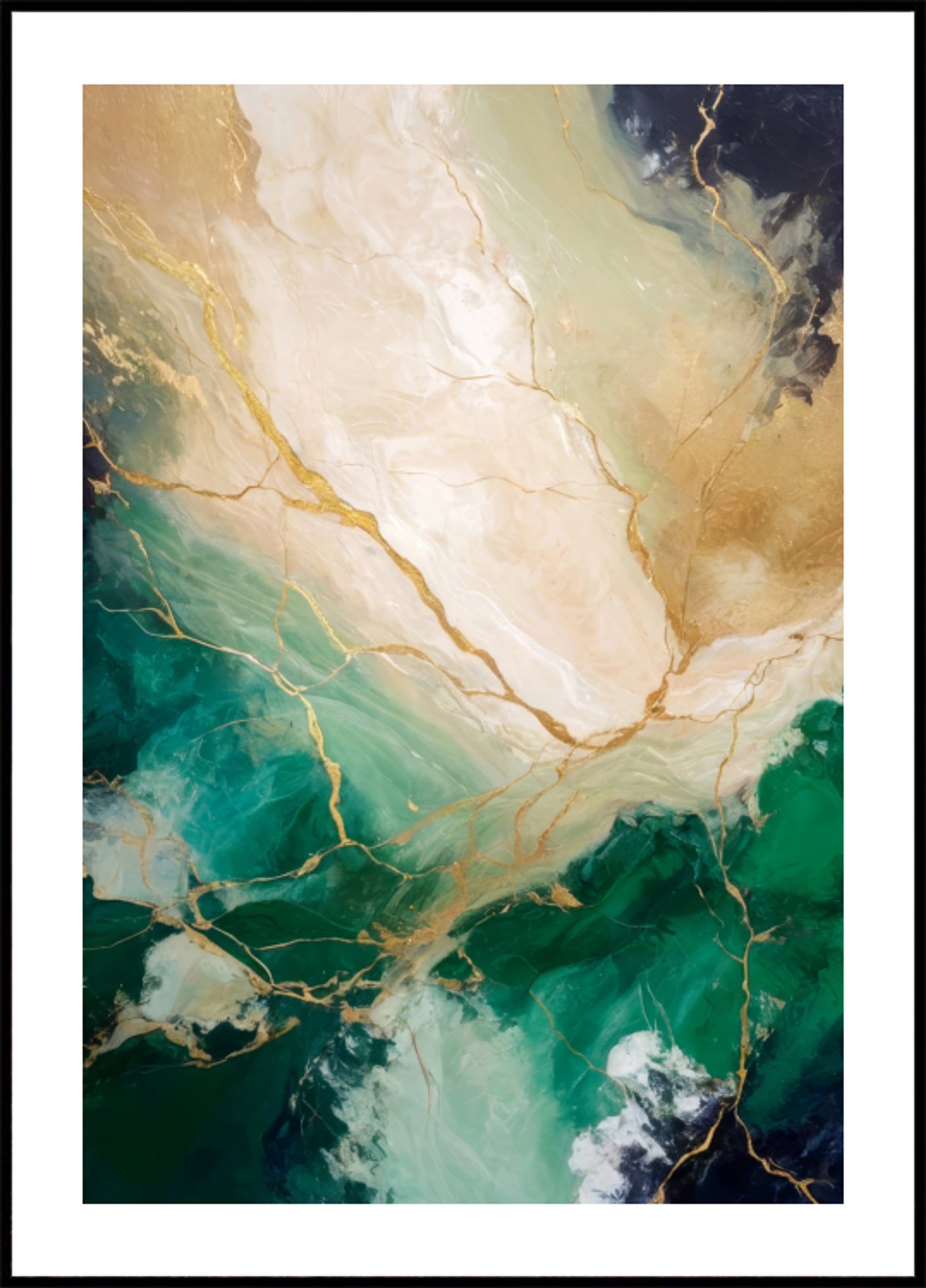 Flux de marbre d'or émeraude