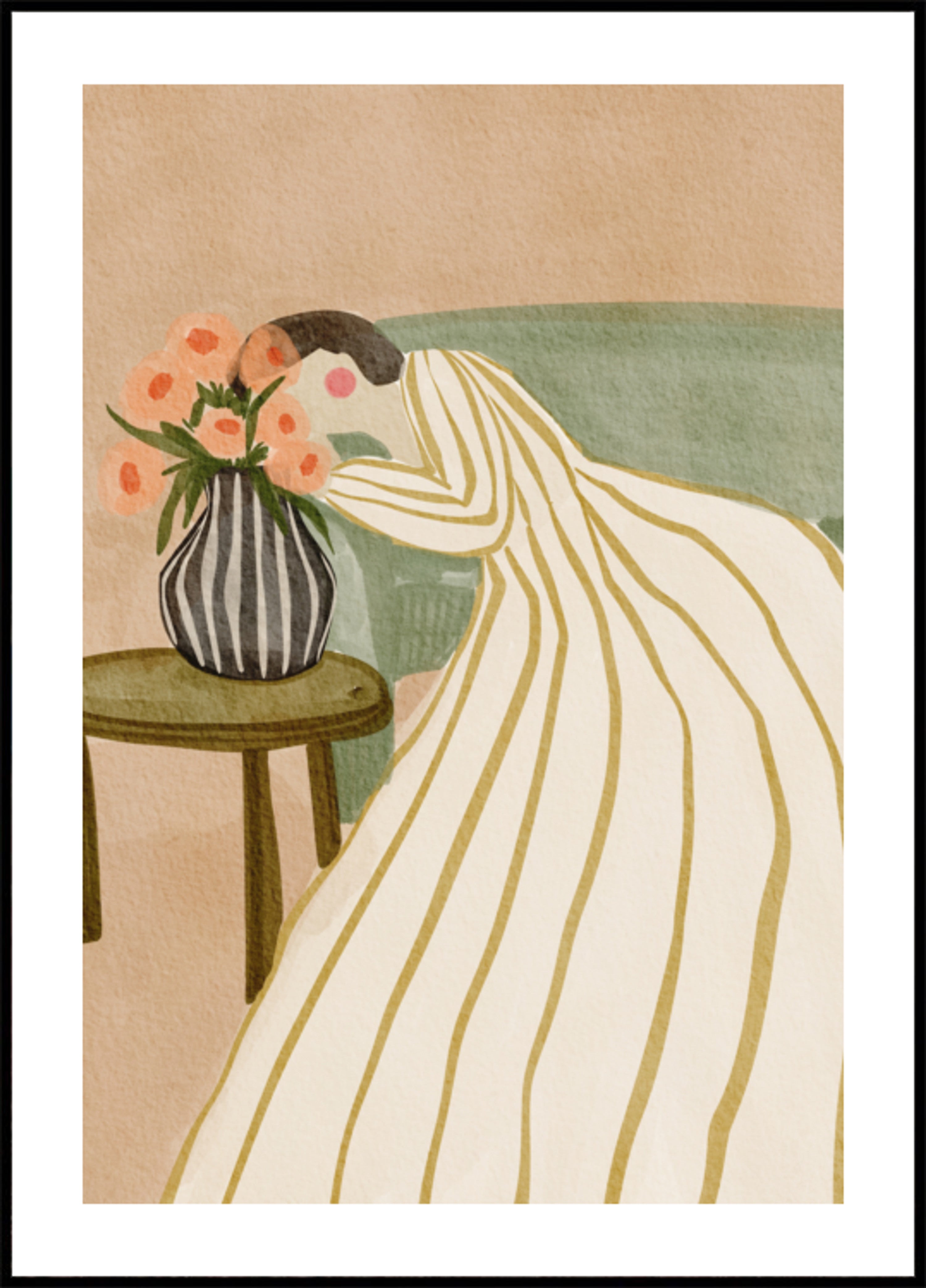 Femme admirant les fleurs
