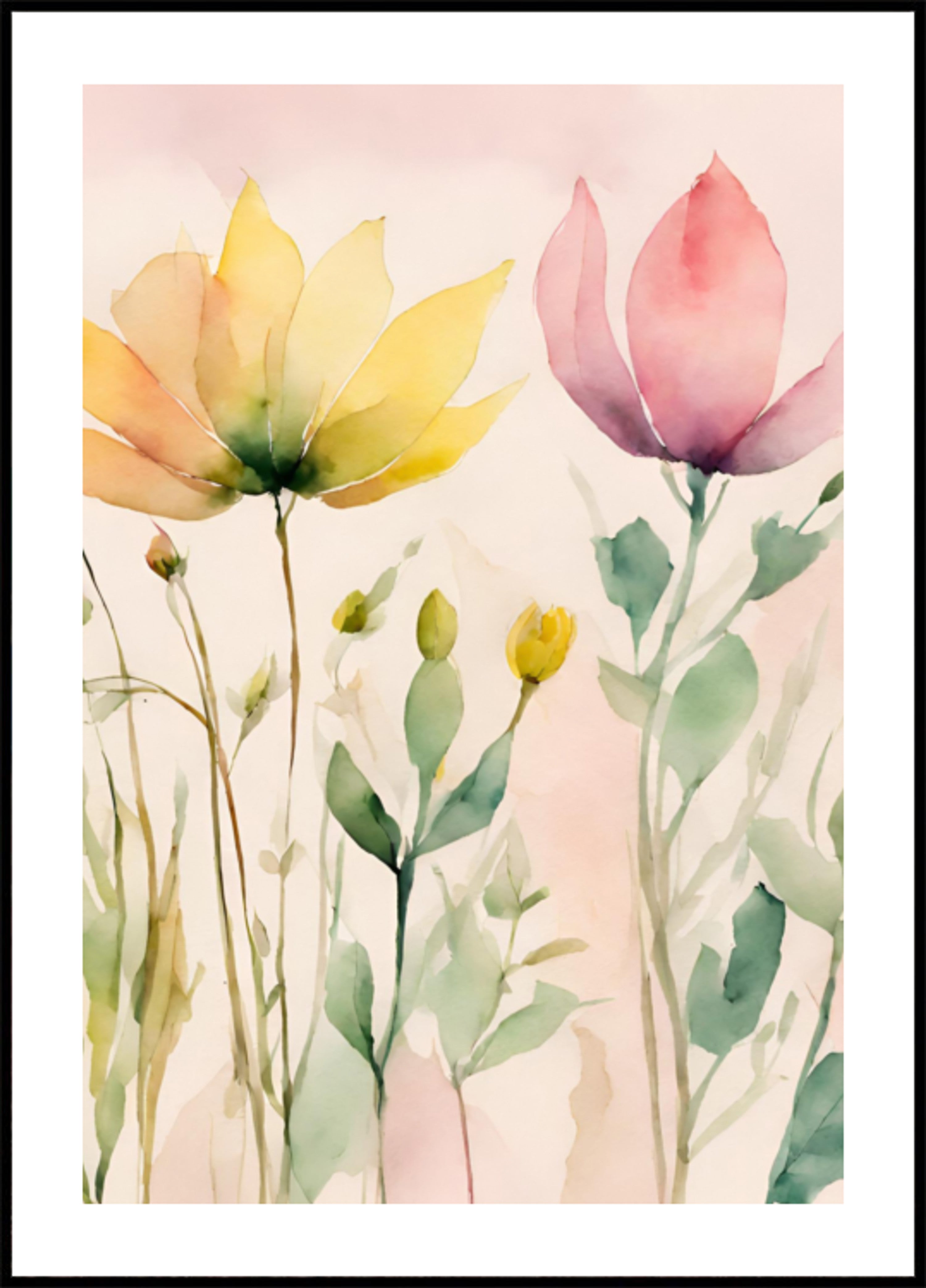 Fleurs aquarelles douces