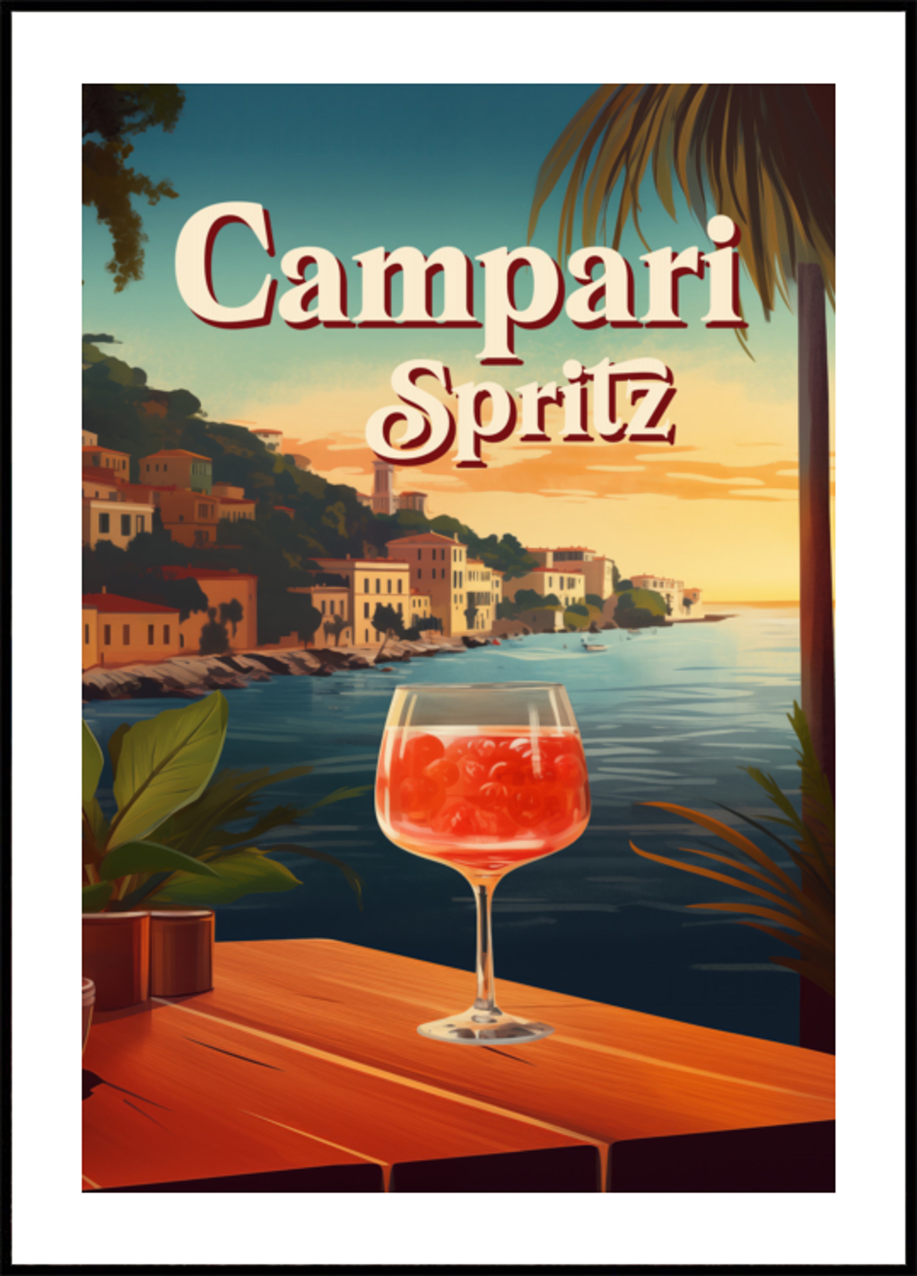Campari Spritz Coucher De Soleil En Bord De Mer