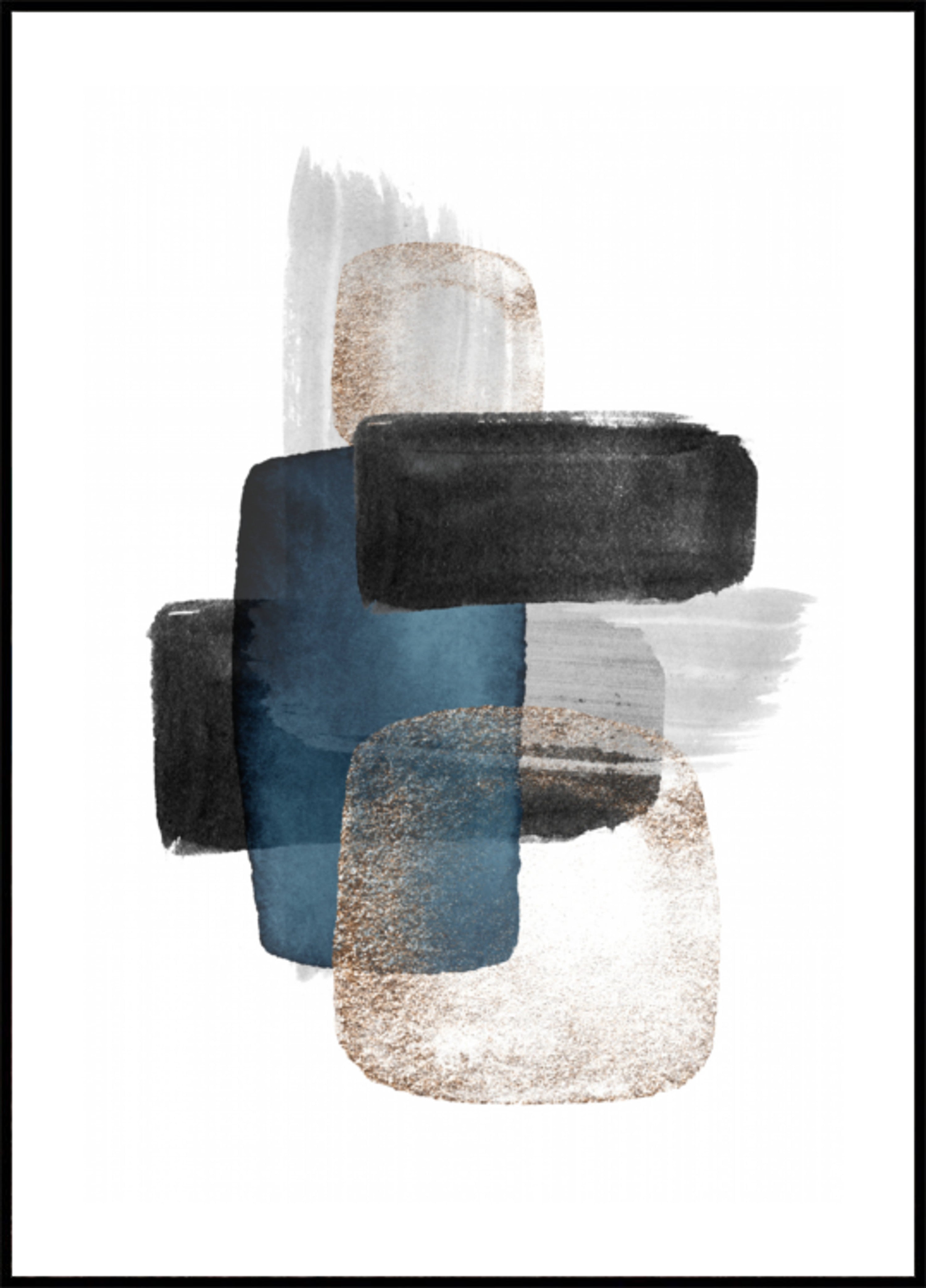 Blocs abstraits en or bleu