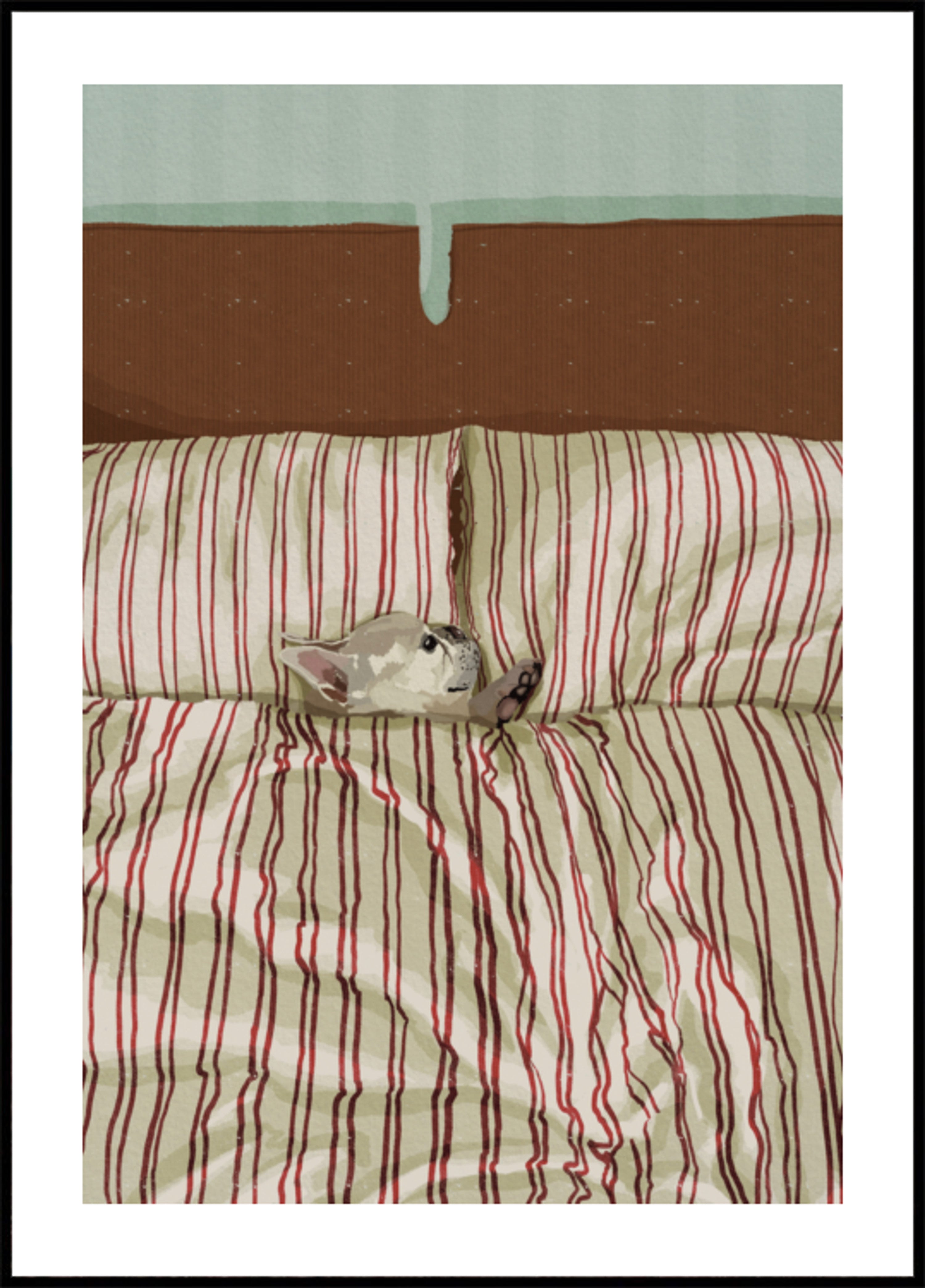 Chien douillet au lit