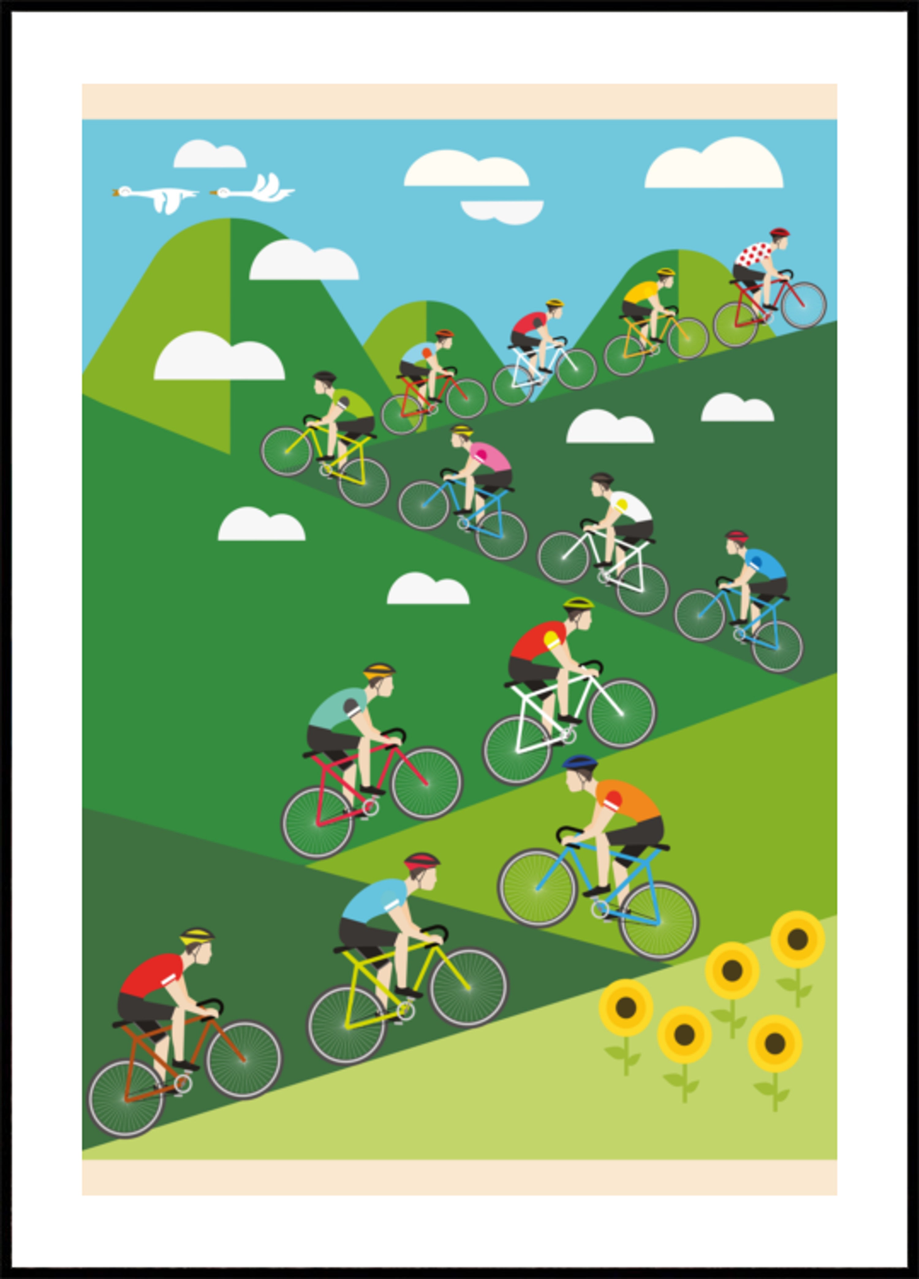 Course cycliste en montée