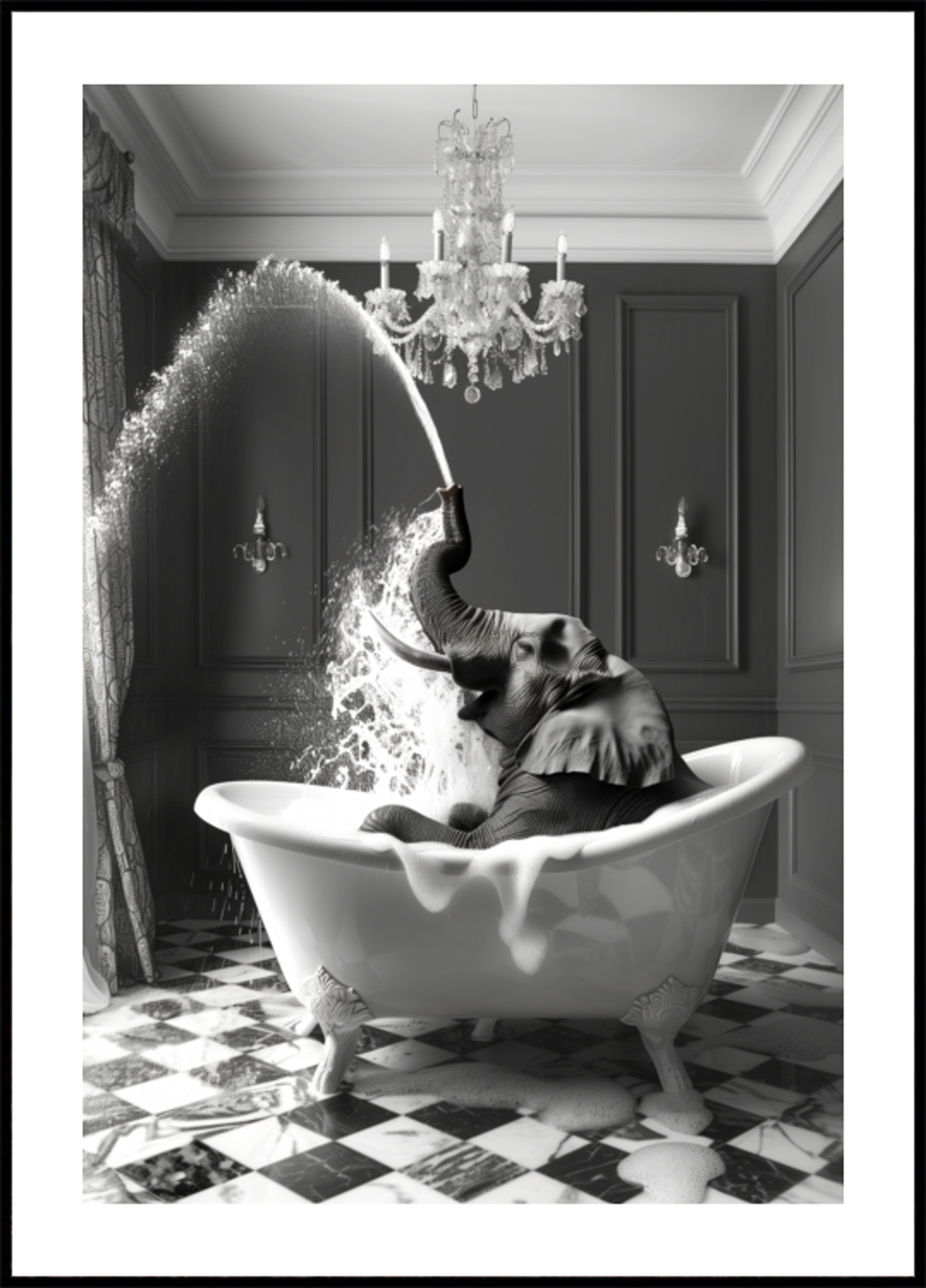 Bain d'éléphant ludique