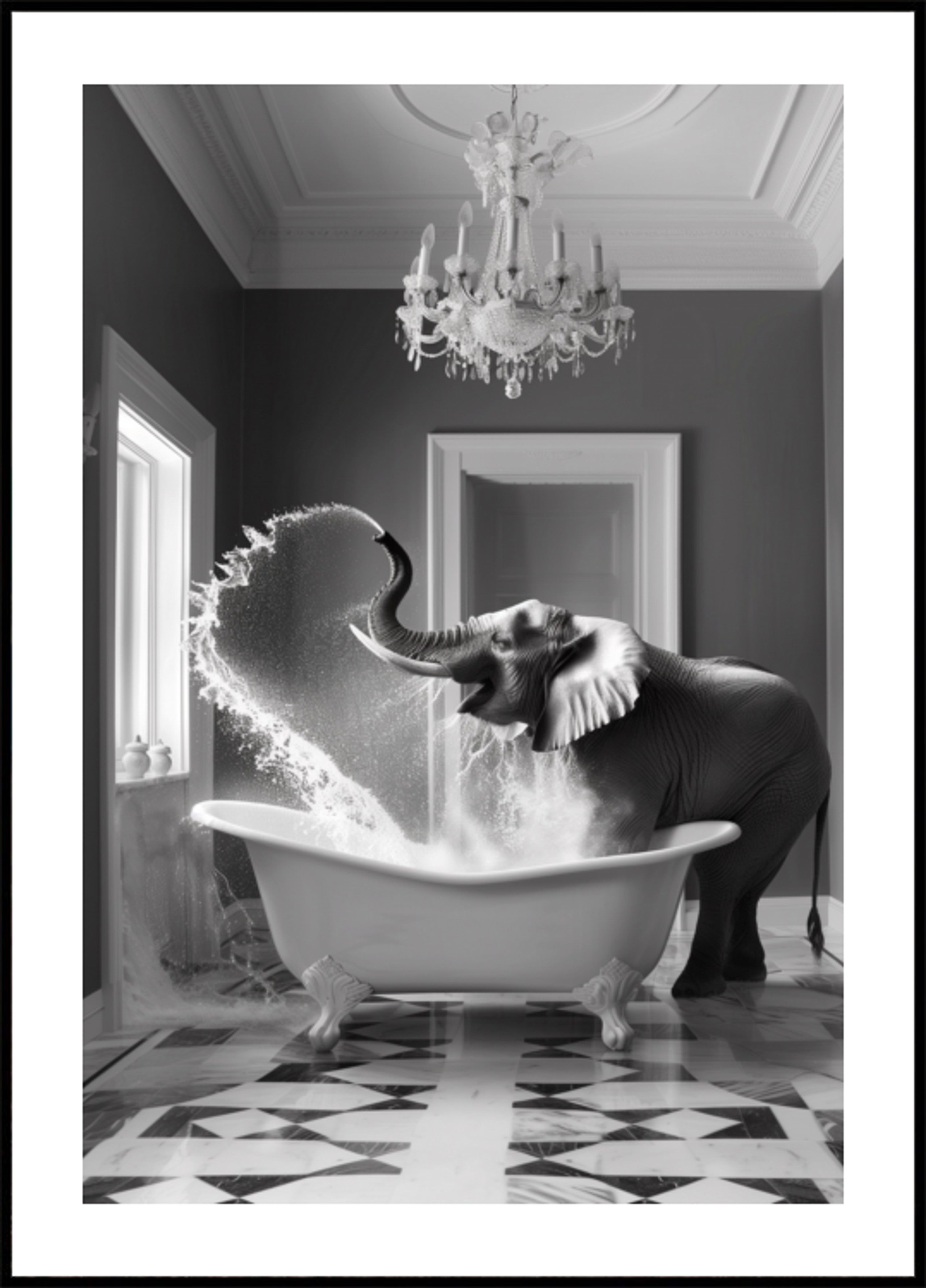 Bain d'éléphant ludique