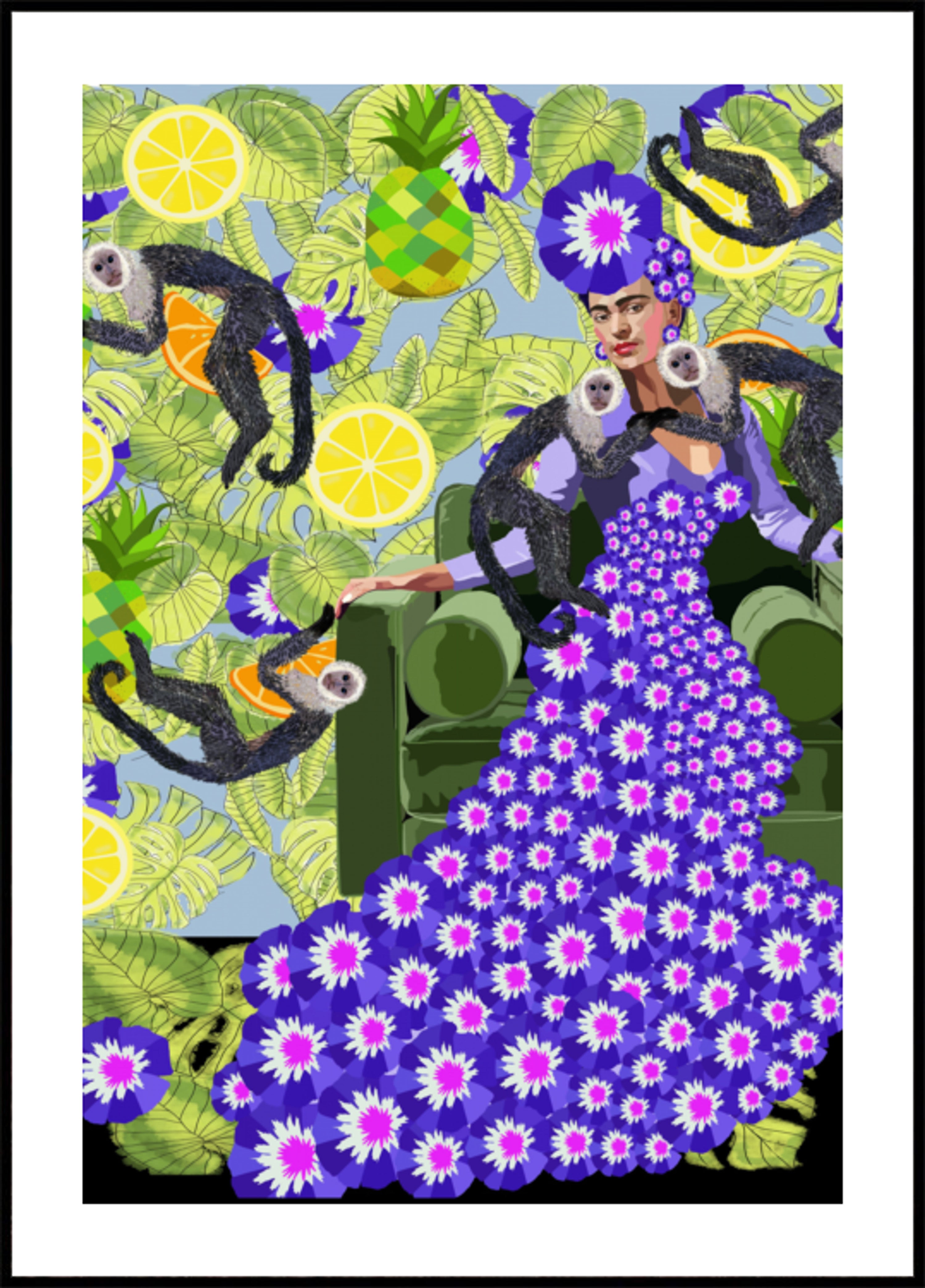 Femme tropicale avec des singes