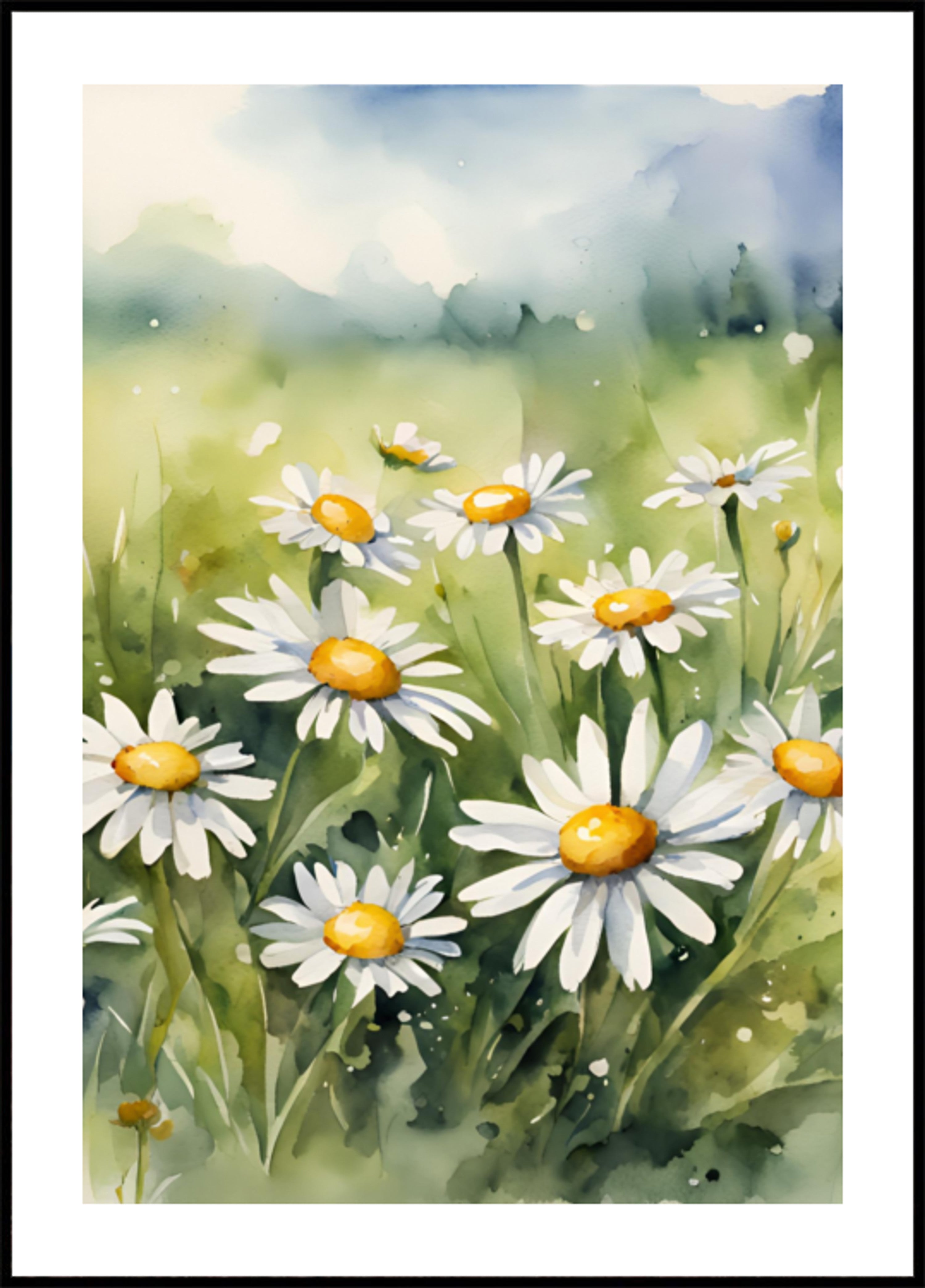 Champ de marguerites en fleurs