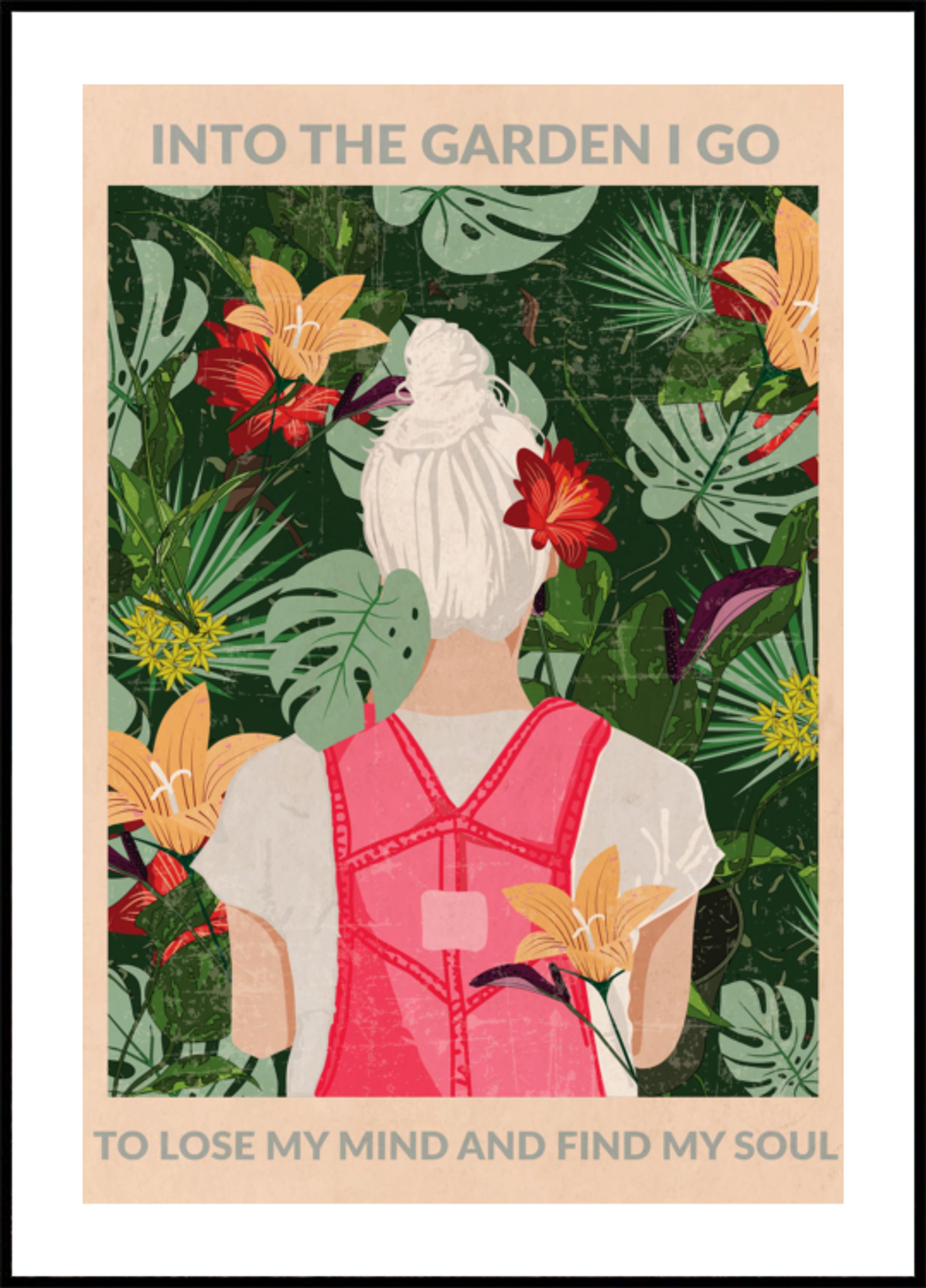 Femme dans un jardin tropical