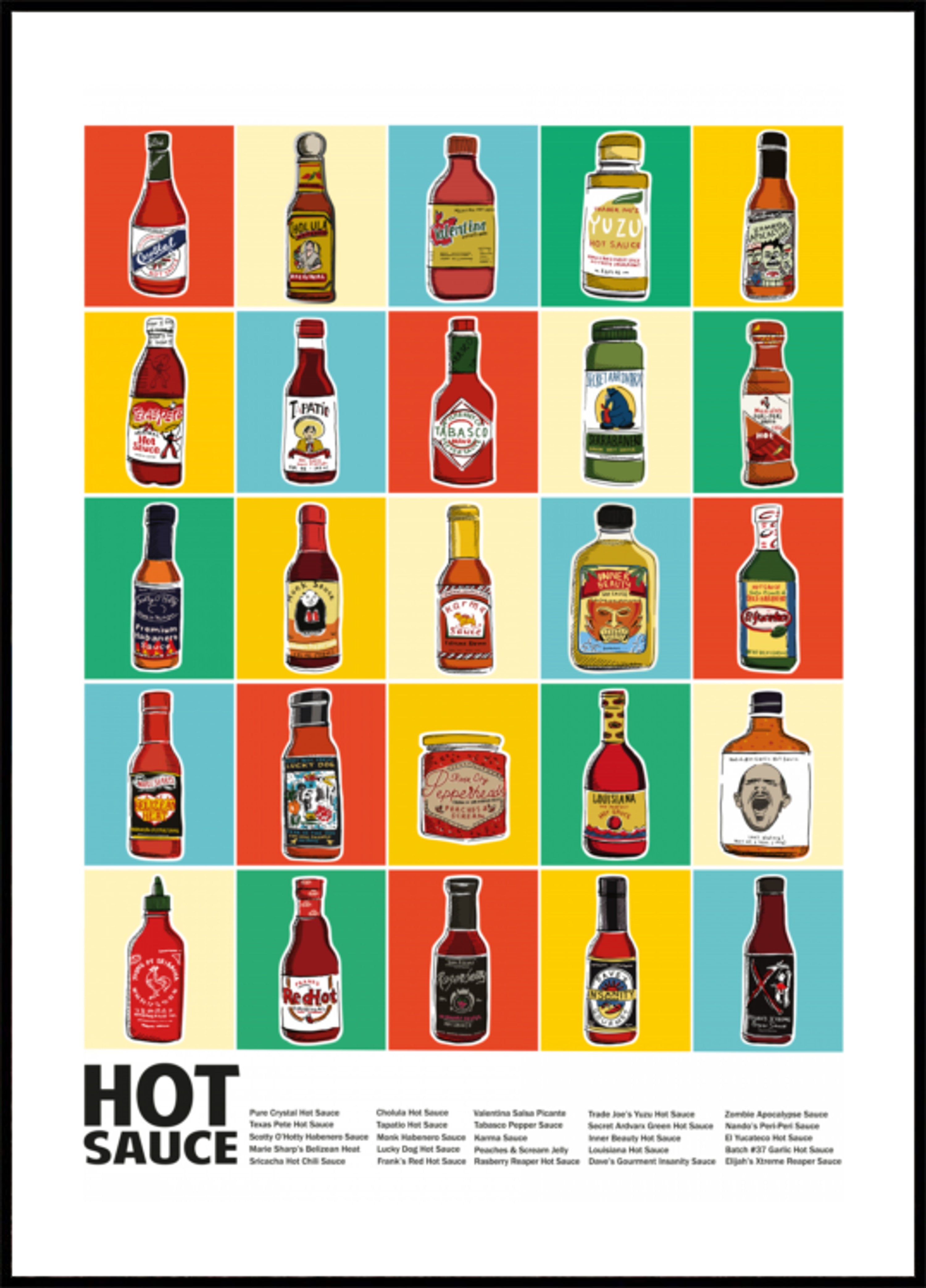 Sauces piquantes colorées