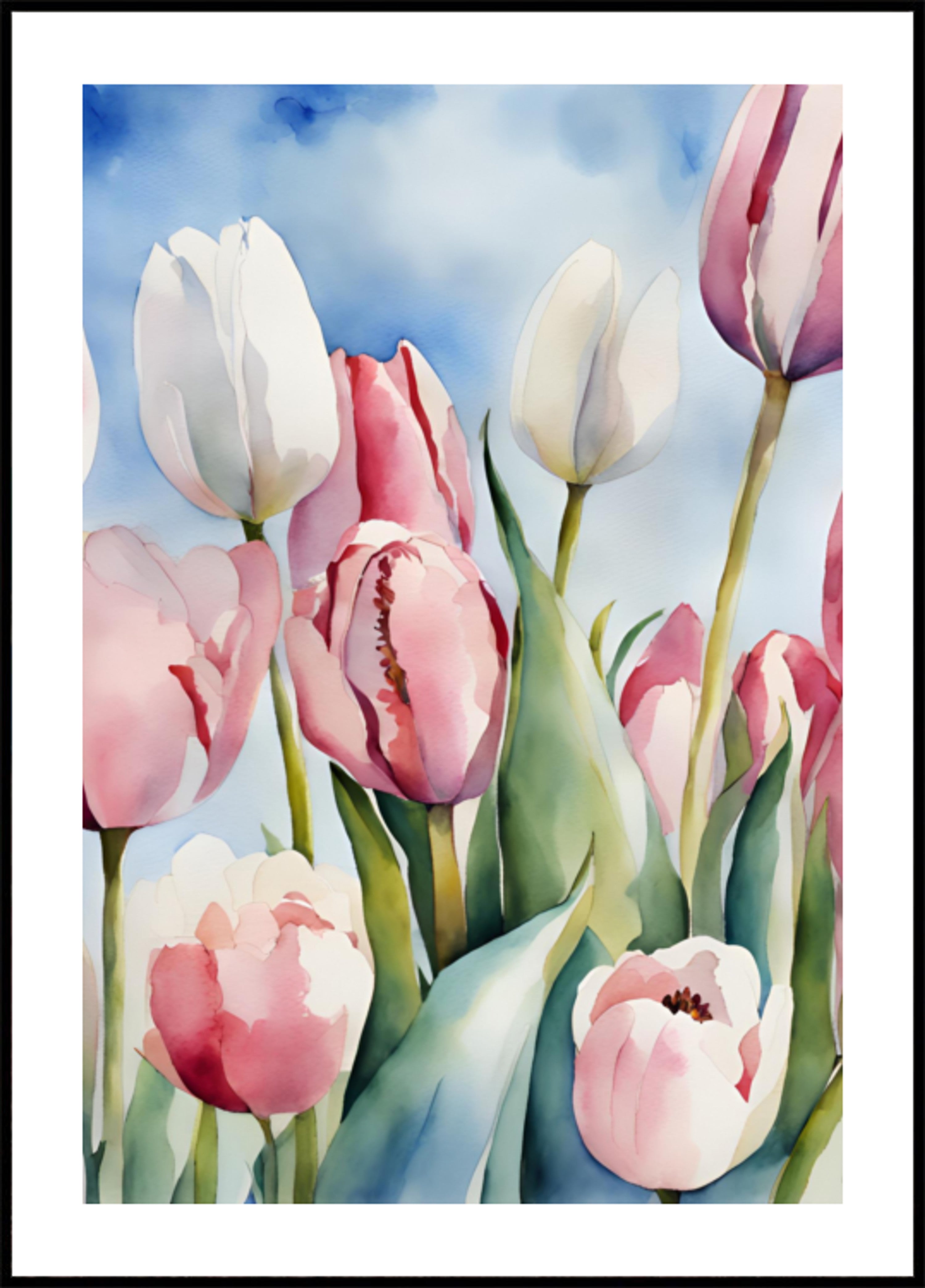 Tulipes de printemps aquarelle