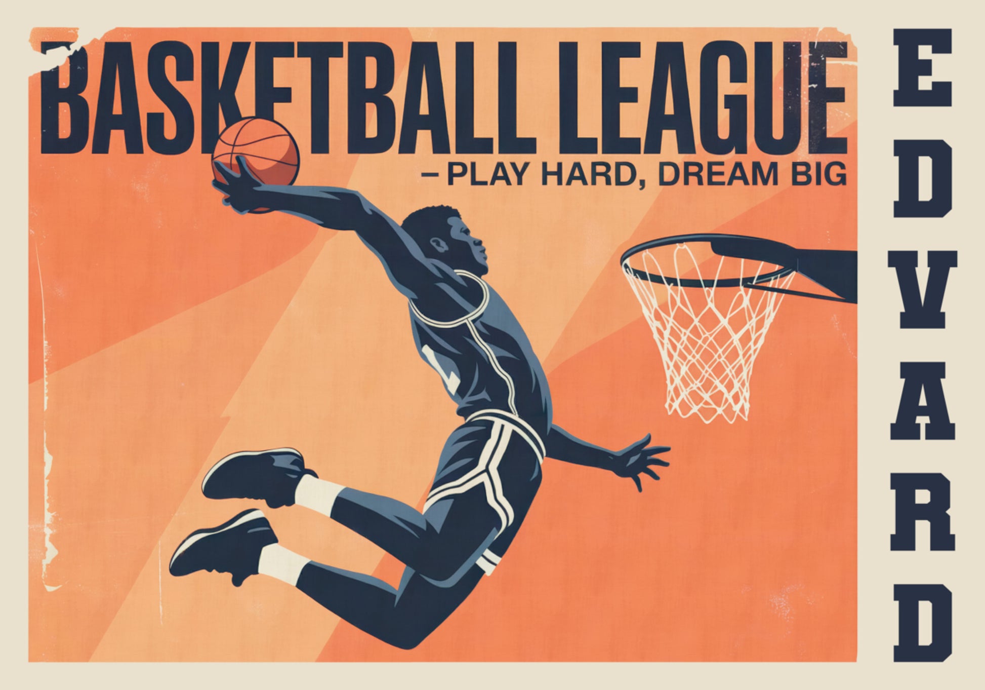 Affiche vintage de match de basket