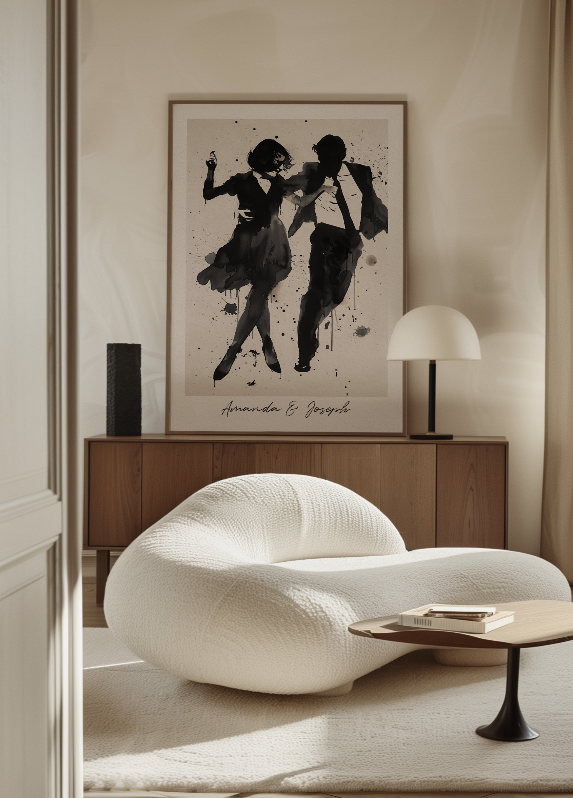 Silhouette de couple dansant Ink Art