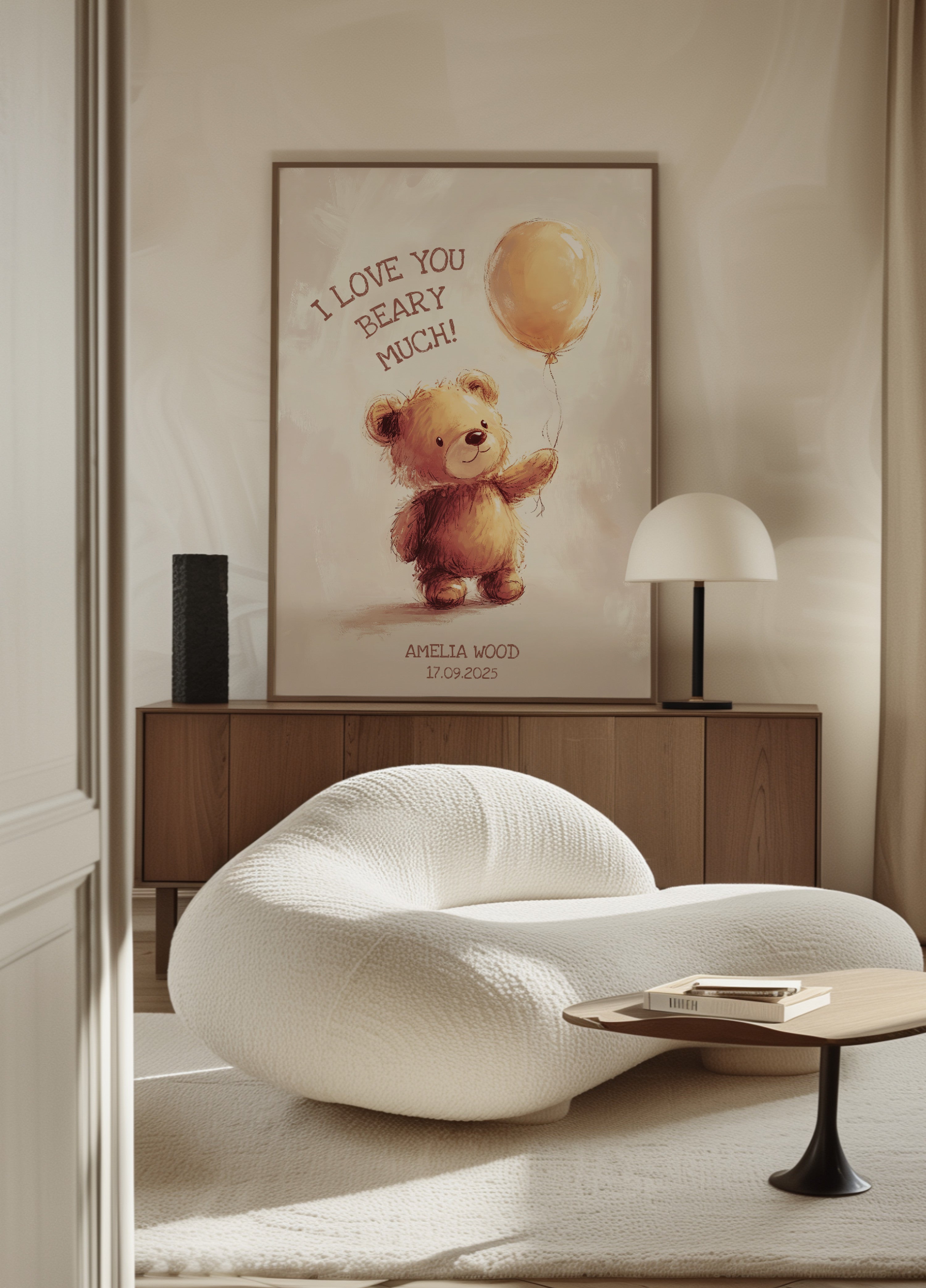 Ours en peluche non personnel avec ballon et message d'amour